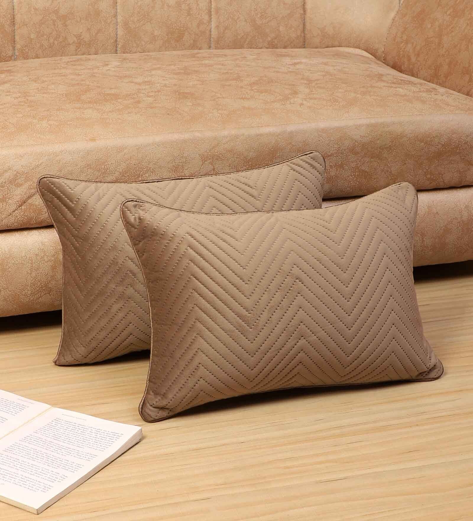 Brown Satin Solid 18x12 inches Cushion Covers (Pack of 2)