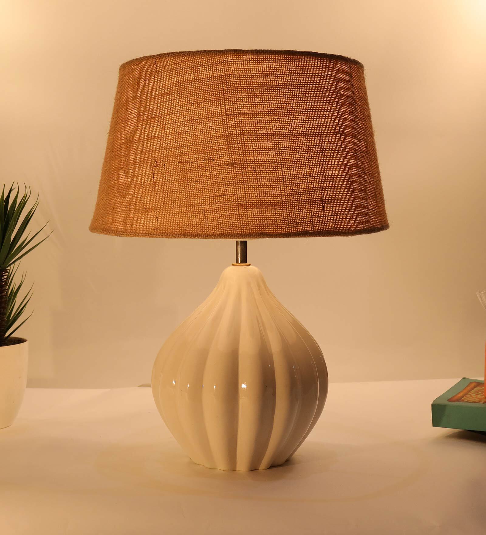 Buy Brown Shade Table Lamp With Ceramic Base By Homesake at 36 OFF by