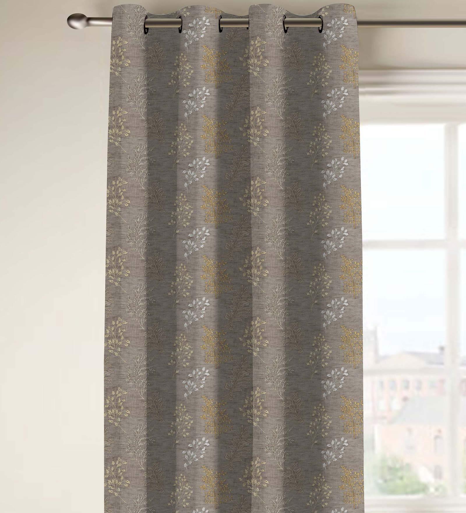 Country Side Brown Sheer Polycotton 7 Feet Eyelet Door Curtain