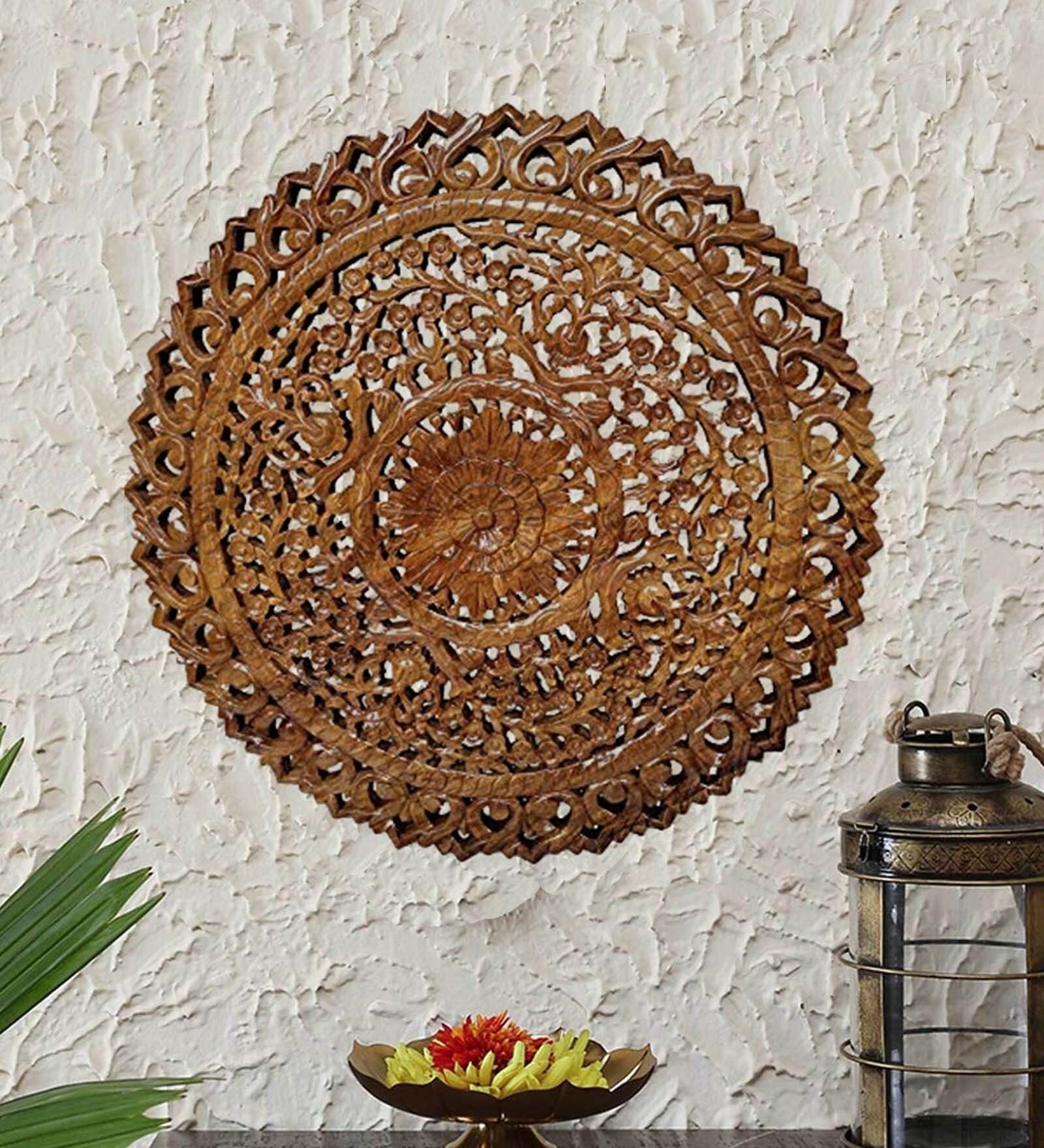 Brown Sheesham Wood & Mdf Wooden Wall Panel