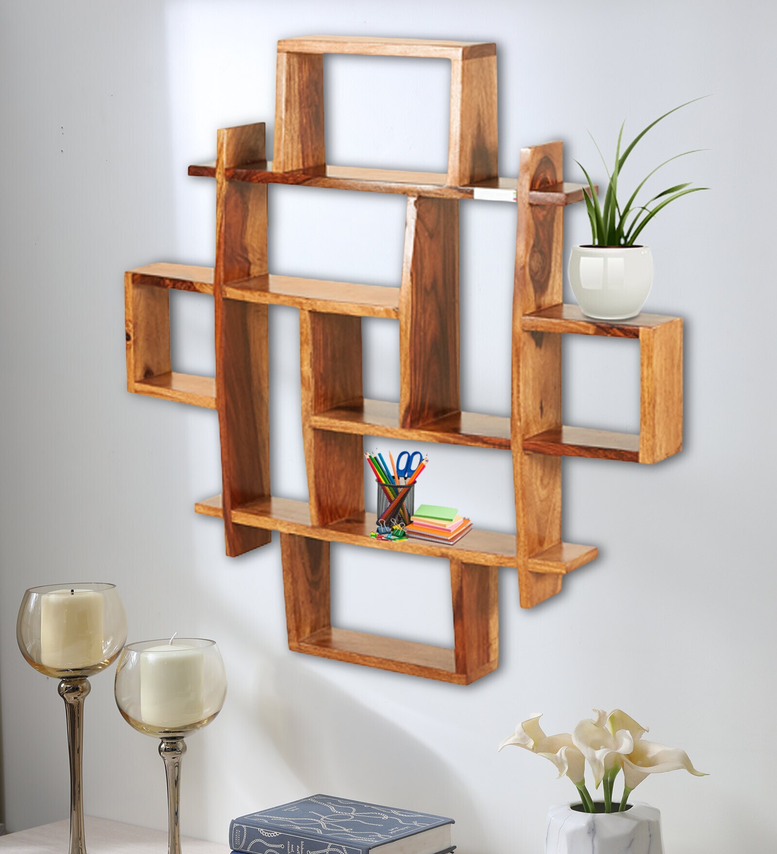 Doboz Antiq Brown Sheesham Wood Wall Shelf