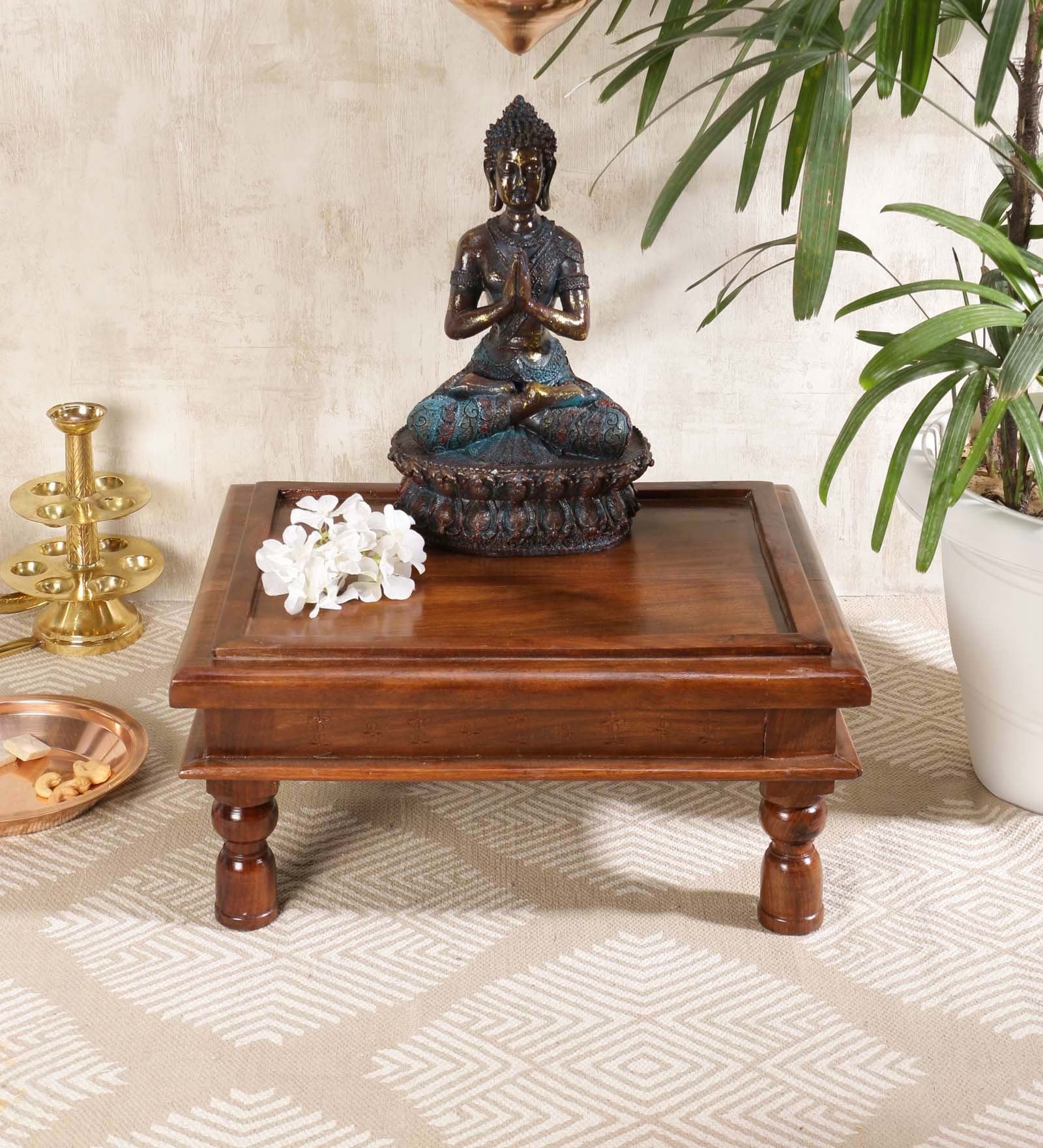 Brown Sheesham Wood Chowki