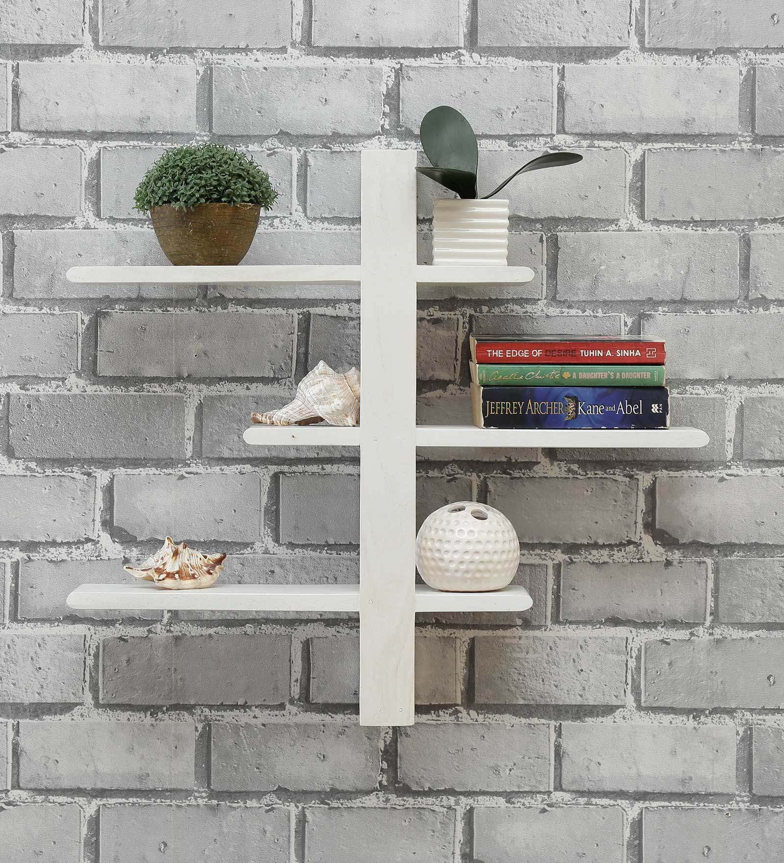 White Sheesham Wood Book Shelf