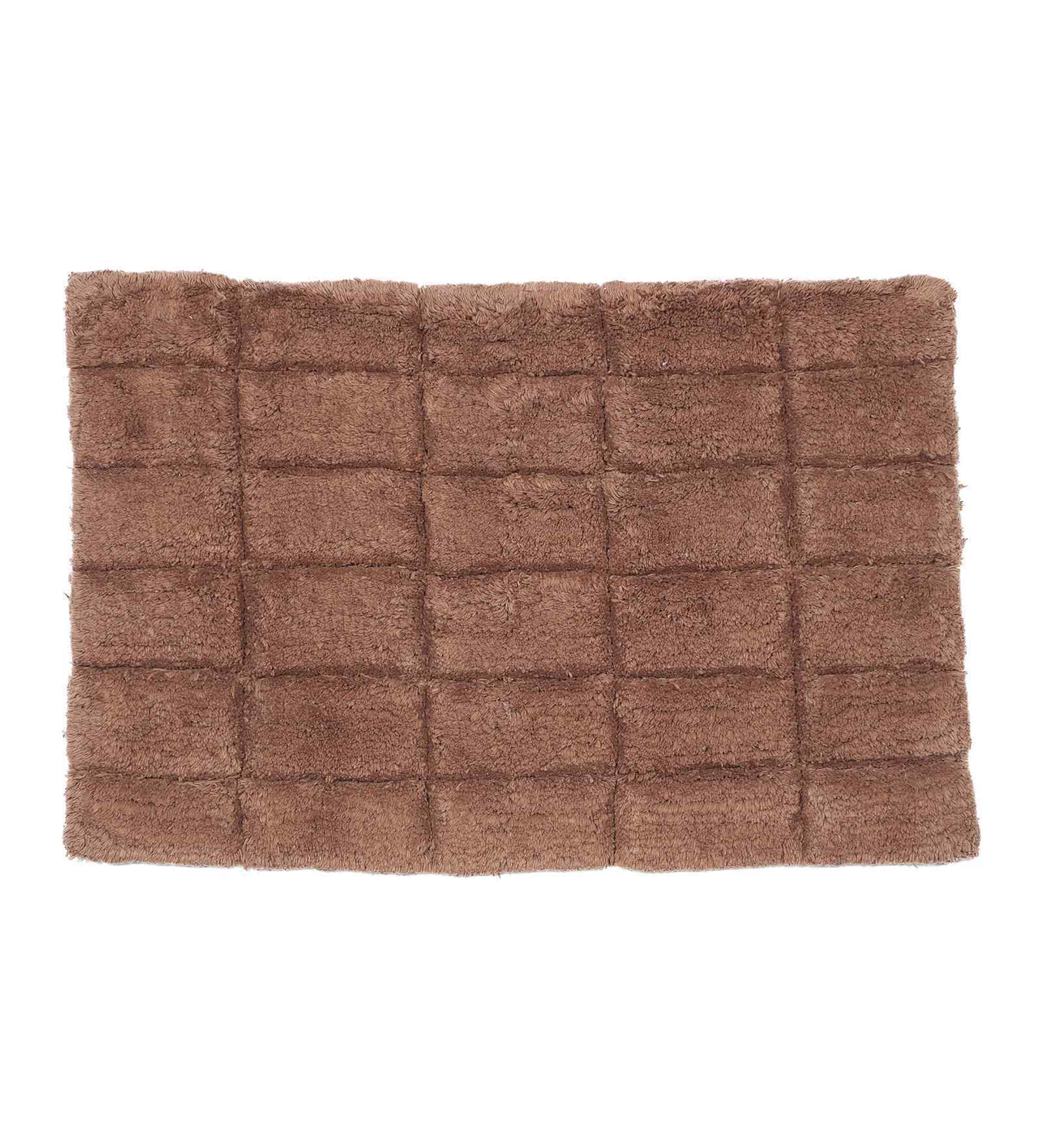 Brown Solid Cotton 16x24 Inches Anti Skid Bath Mat