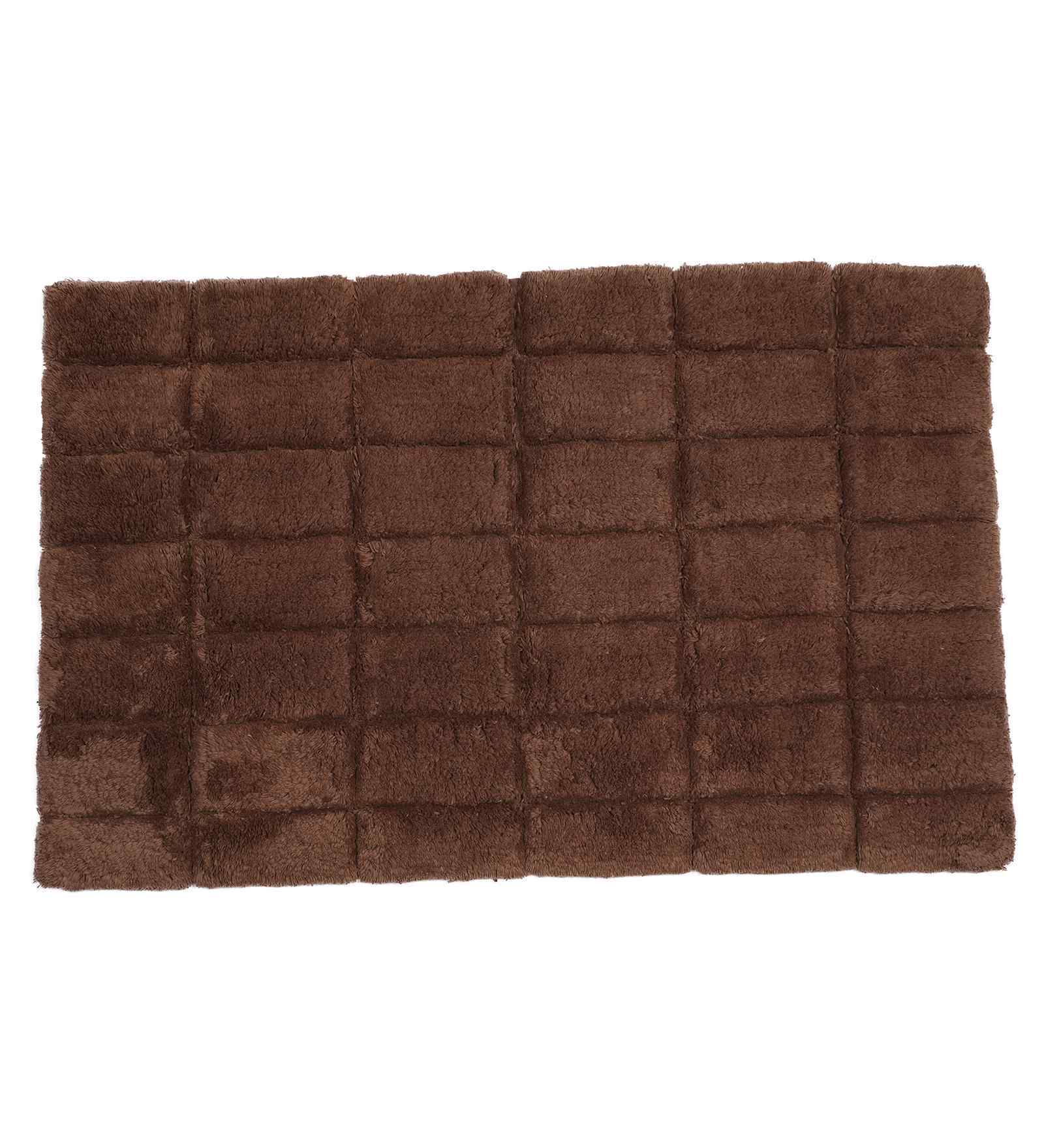 Brown Solid Cotton 20x31 Inches Anti Skid Bath Mat
