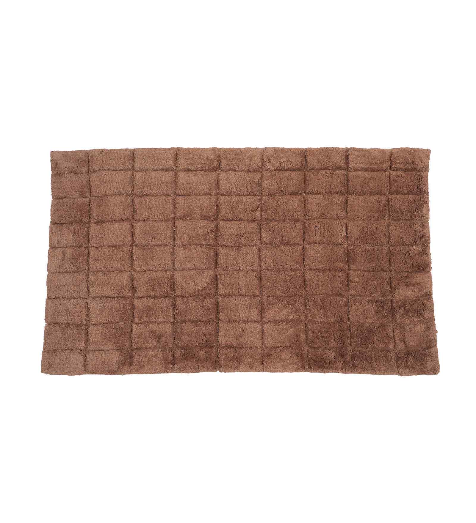 Brown Solid Cotton 28x47 Inches Anti Skid Bath Mat
