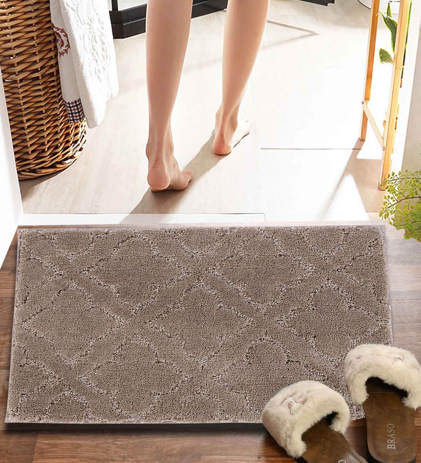 Brown Solid MicroFibre 14x10 Inches Antiskid Bath Mats