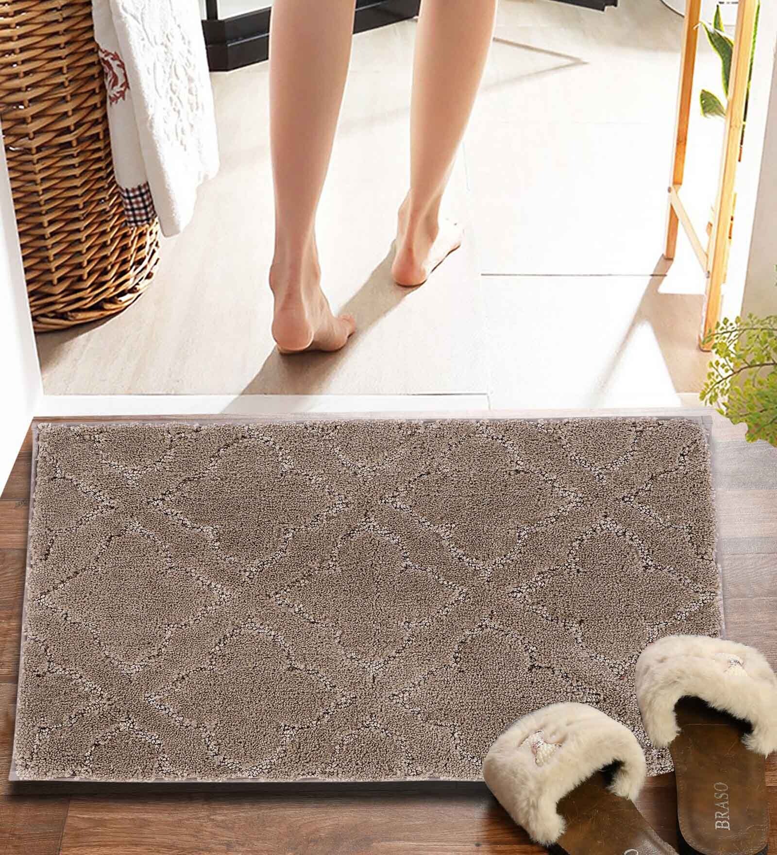 Brown Solid MicroFibre 15x10 Inches Antiskid Bath Mats