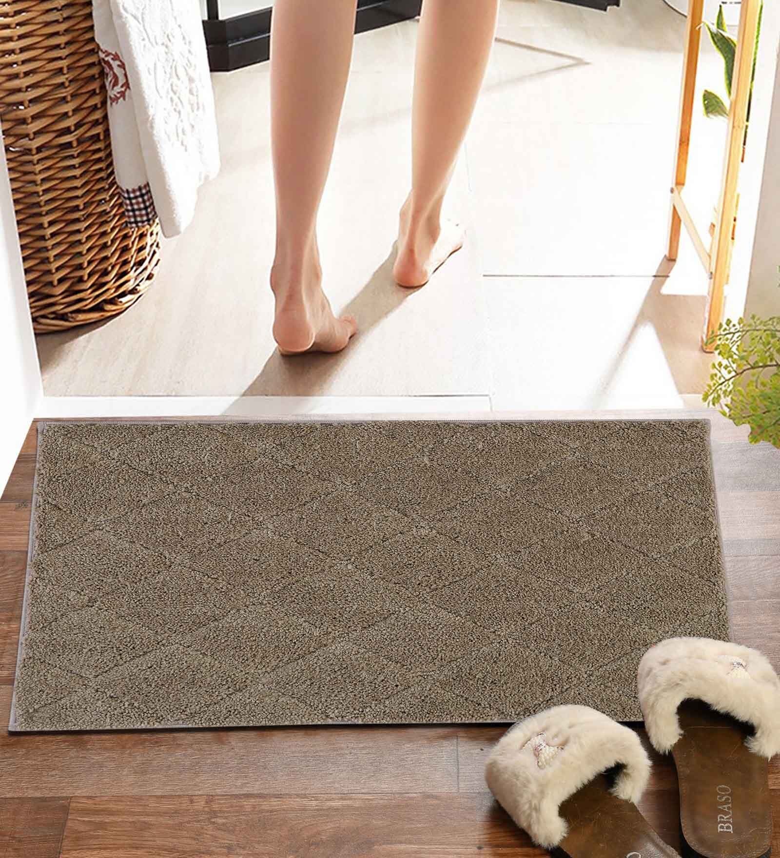 Brown Solid MicroFibre 15x10 Inches Antiskid Bath Mats
