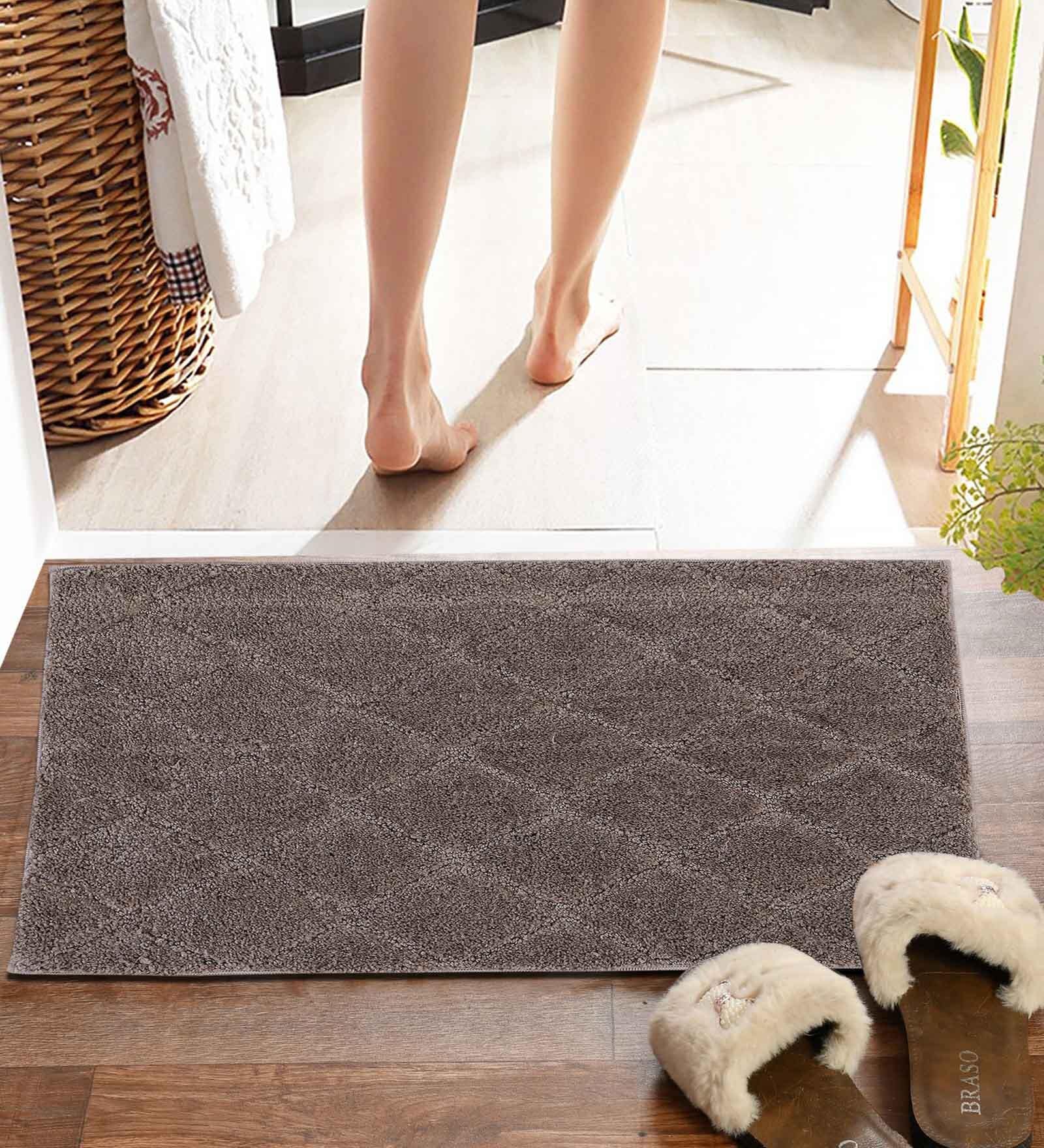 Brown Solid MicroFibre 15x10 Inches Antiskid Bath Mats