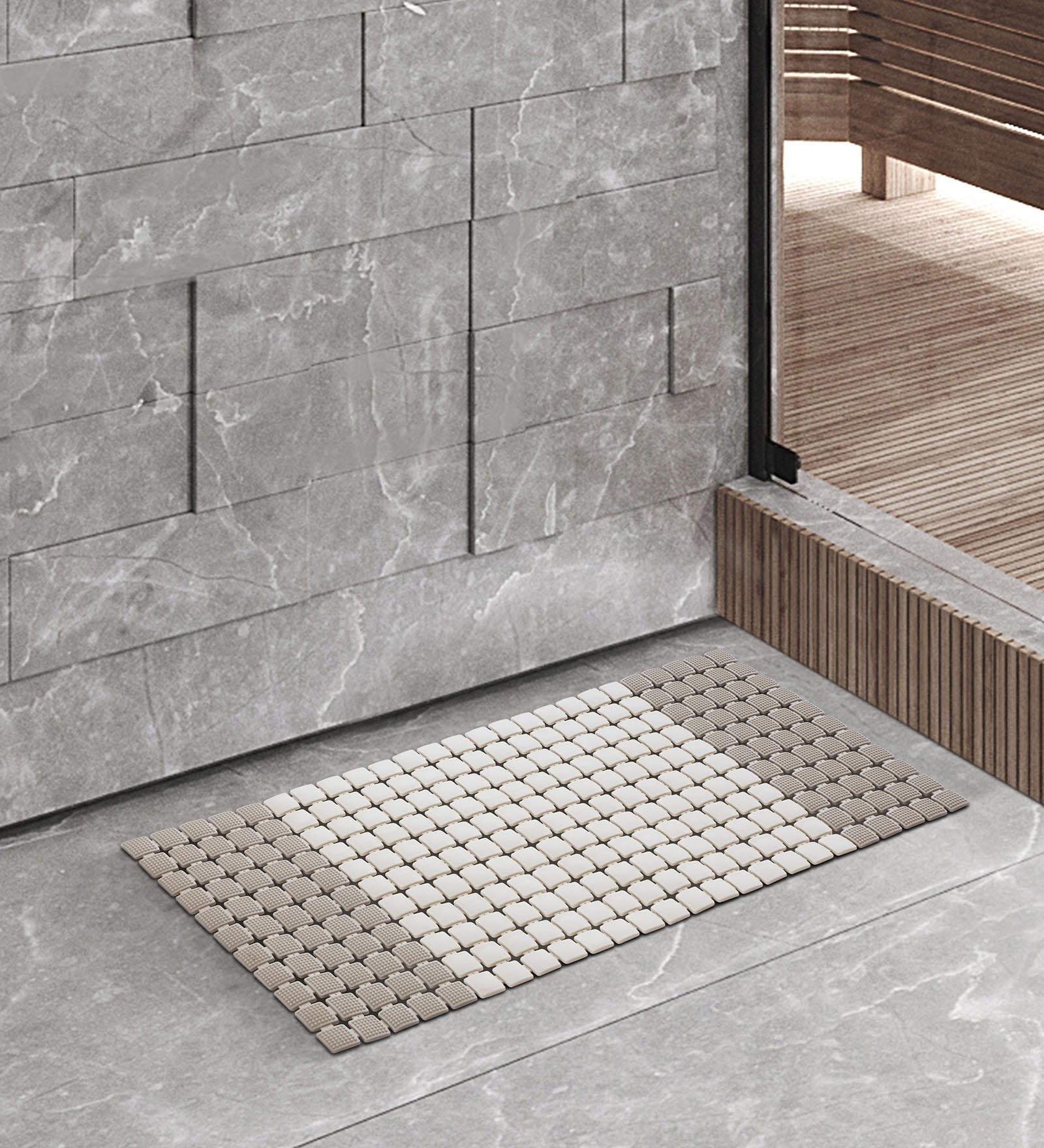 Brown Solid PVC 34x15 Inches Antiskid Shower Bath Mat