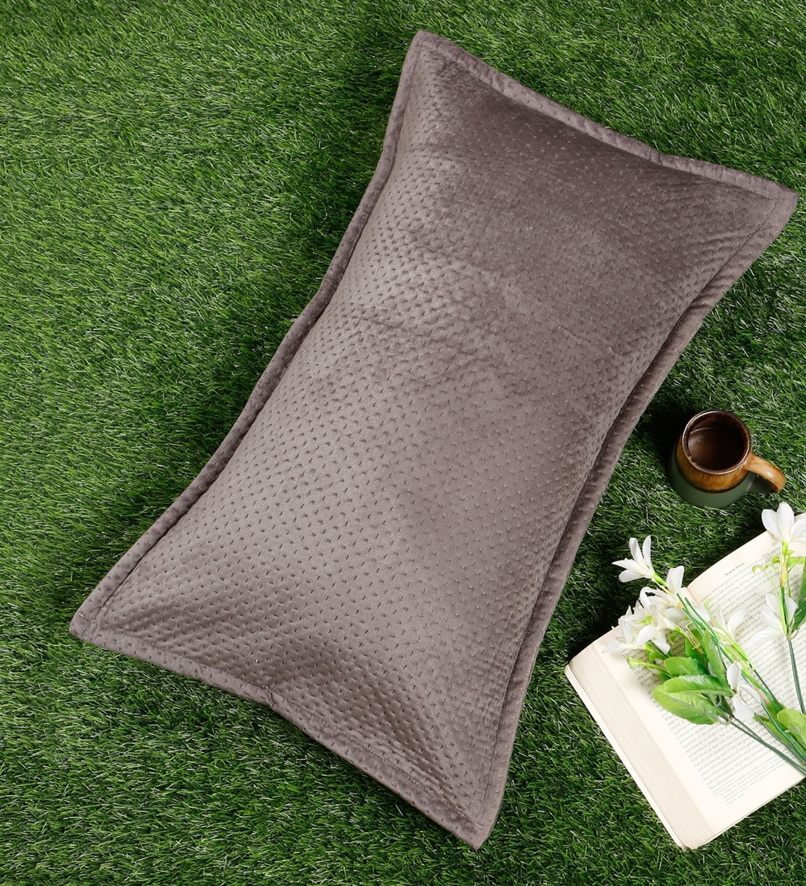 Brown Solid Velvet 27x18 Inches Pillow Cover (1Pc)