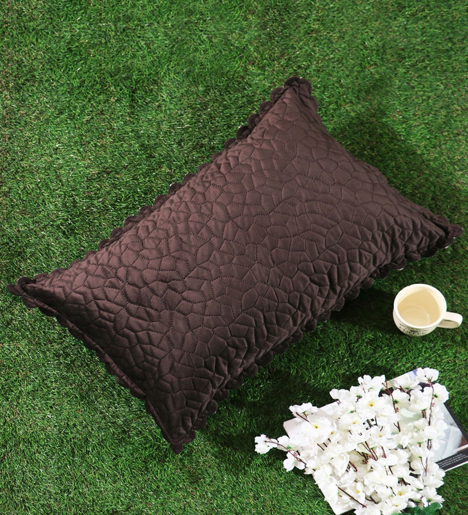Brown Solid Velvet 27x18 Inches Pillow Cover (1Pc)