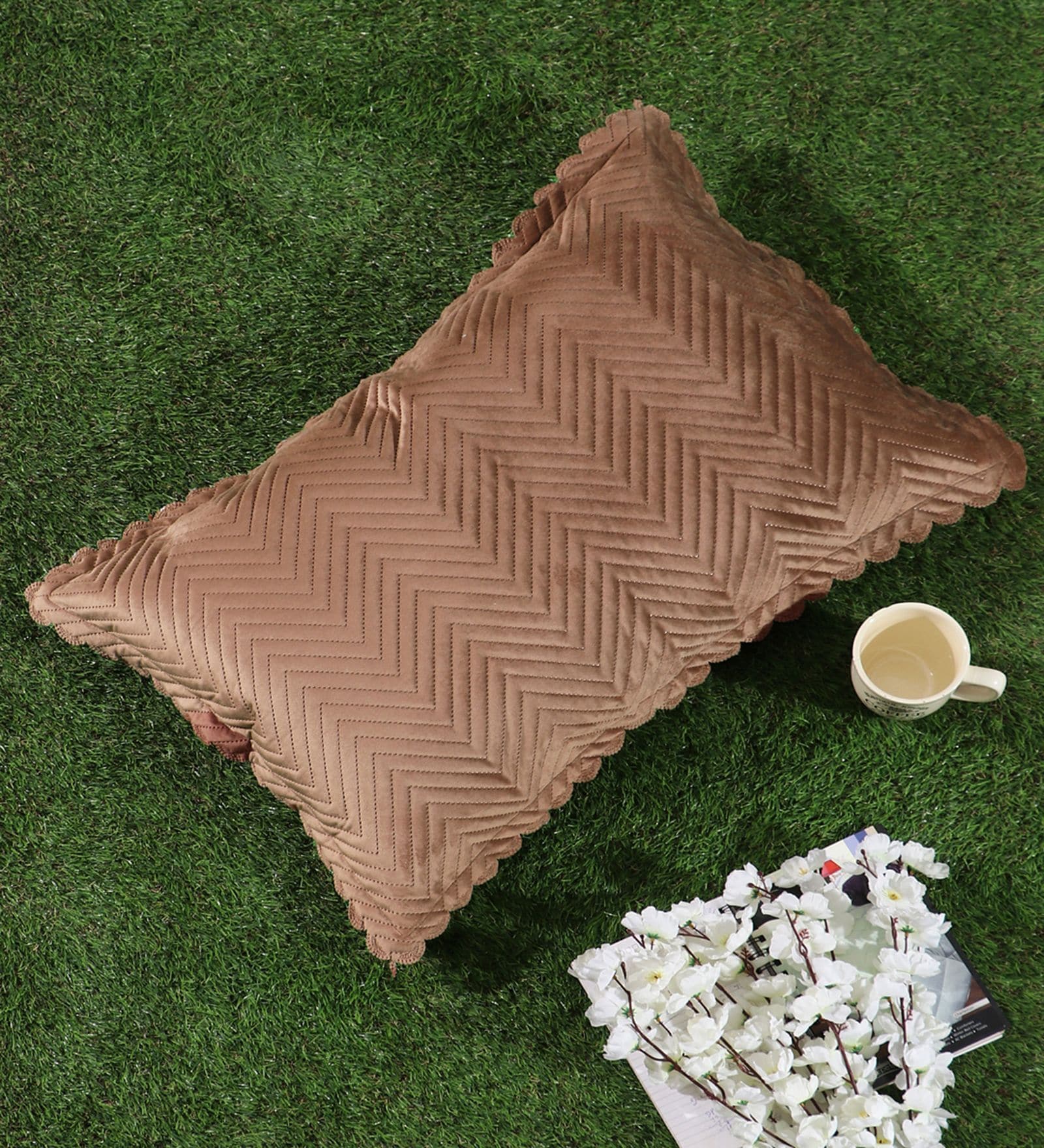 Brown Solid Velvet 27x18 Inches Pillow Cover (1Pc)