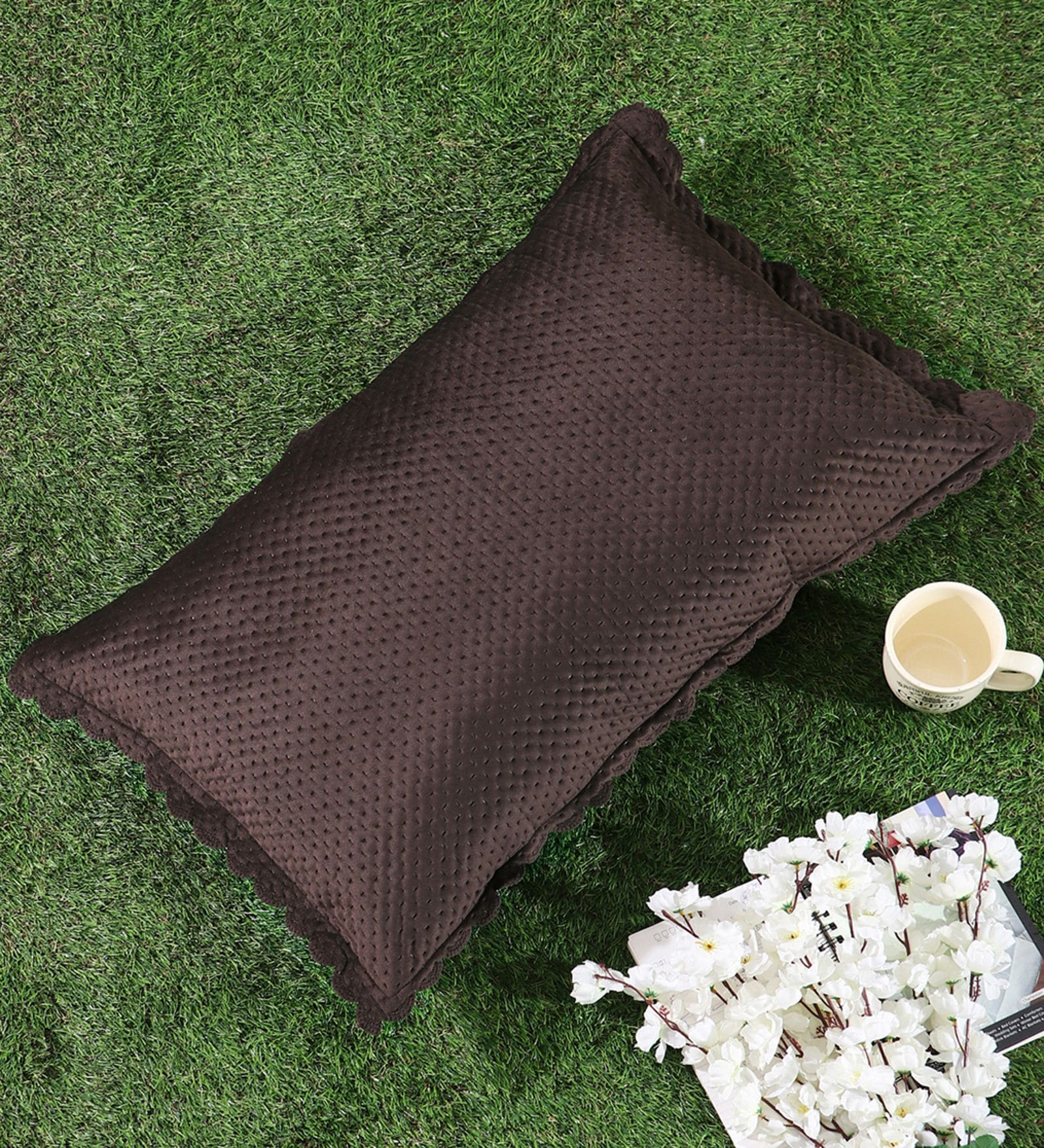 Brown Solid Velvet 27x18 Inches Pillow Cover (1Pc)