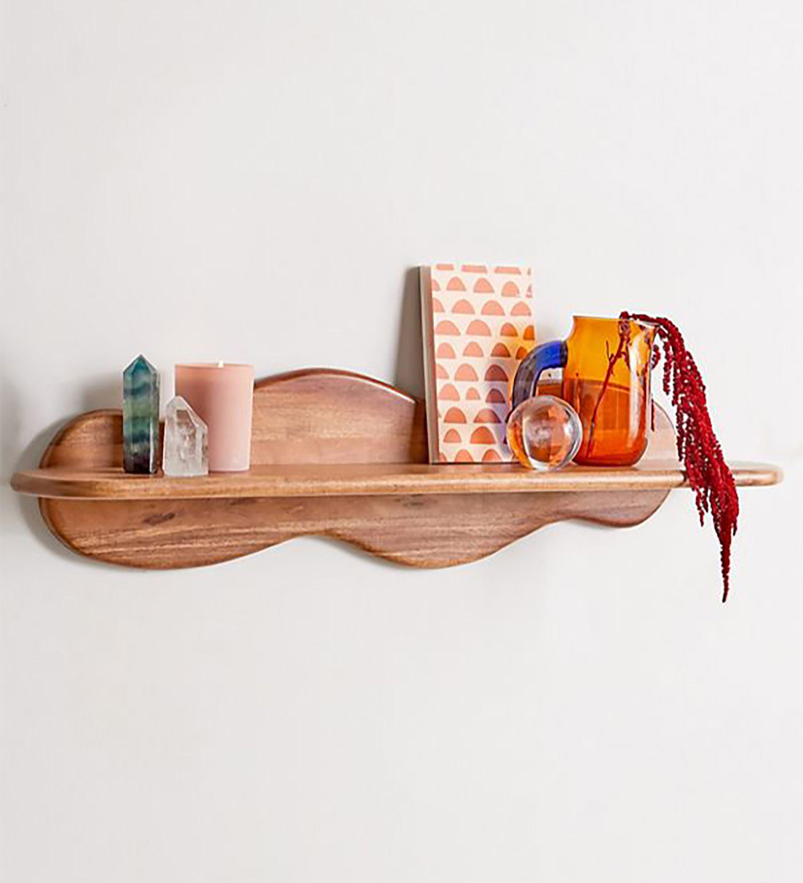 Wooden Wavy Wall Shelf in Natural Finish
