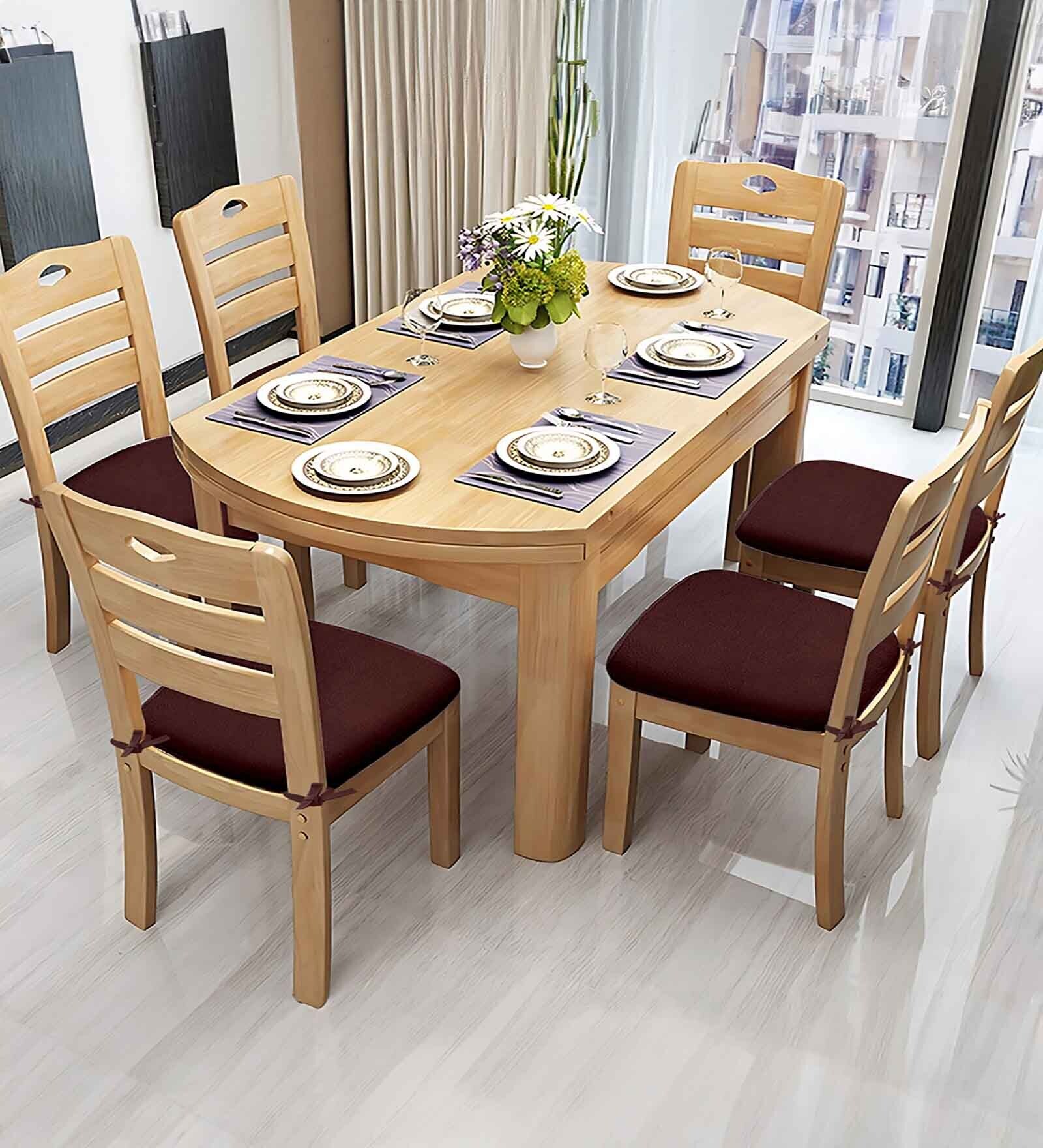 Brown Solid Microfiber 6 Seater Chair Pad Cover