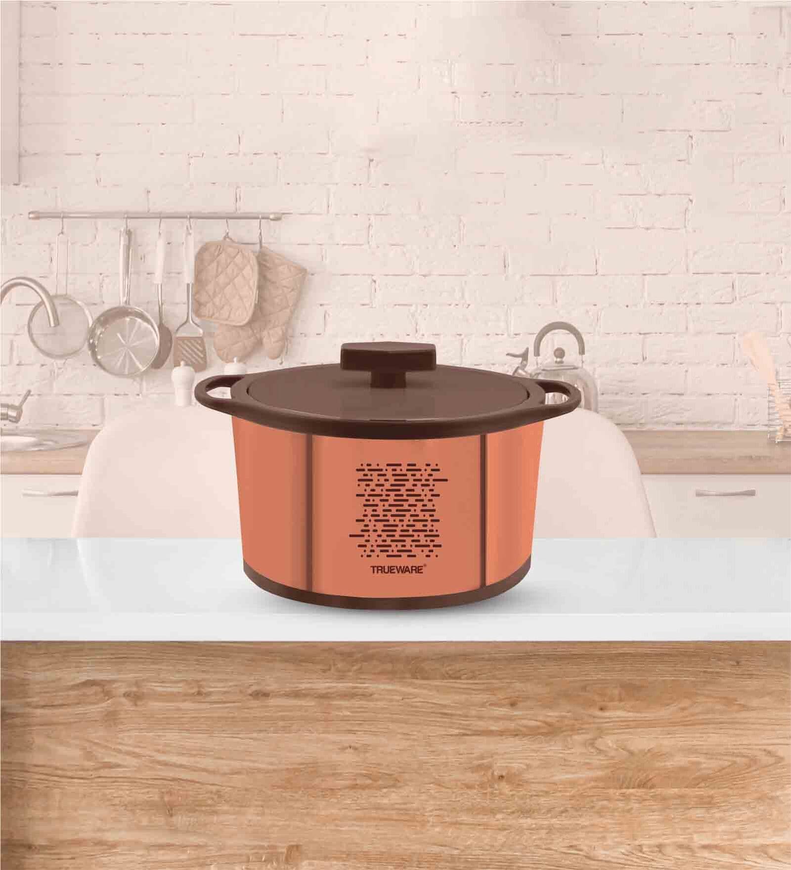 Brown Stainless Steel 3Ltr Insulated Thermoware Casserole