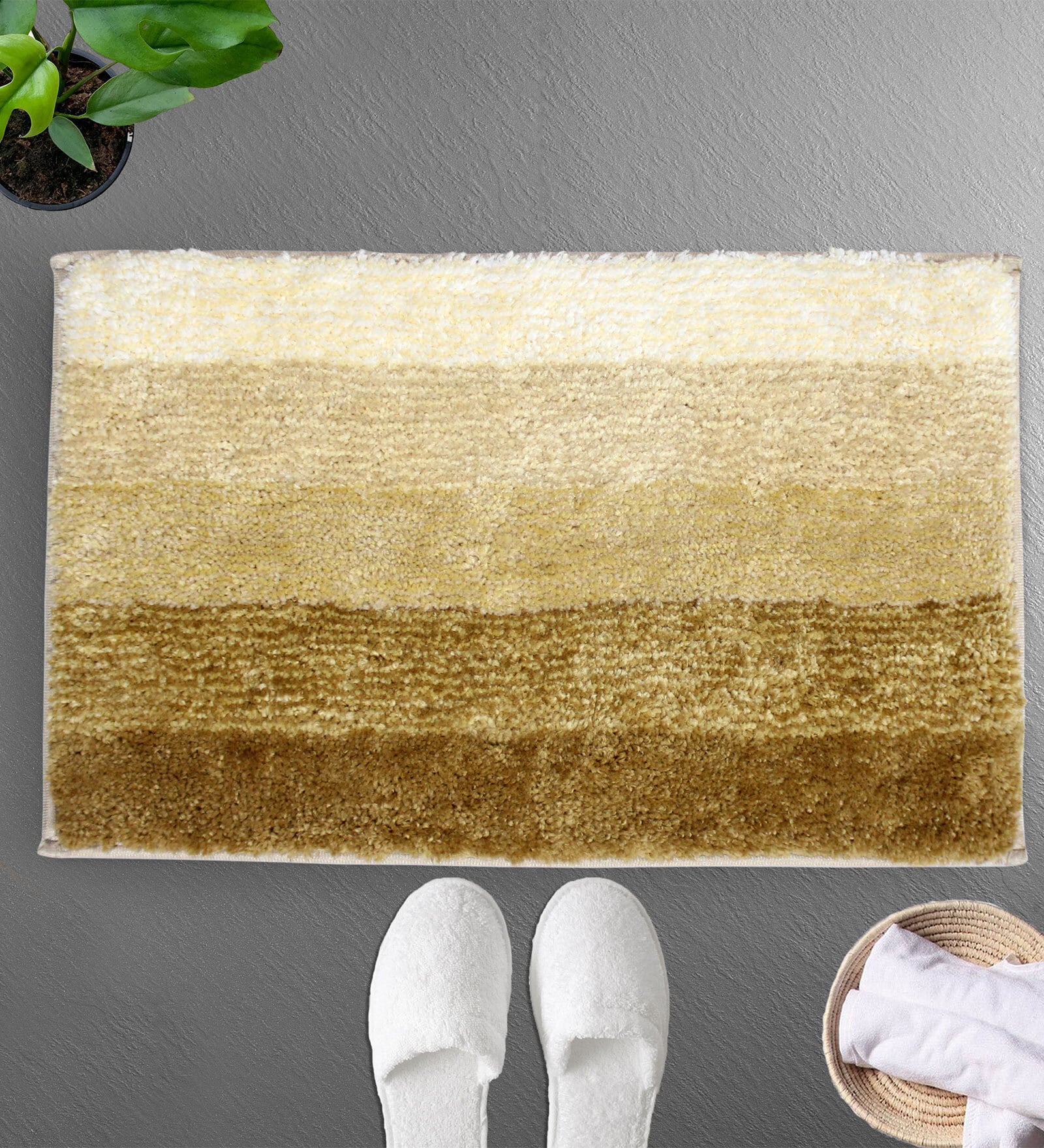 Brown Stripe Microfiber 24x16 Inches Super Soft Bath Mat