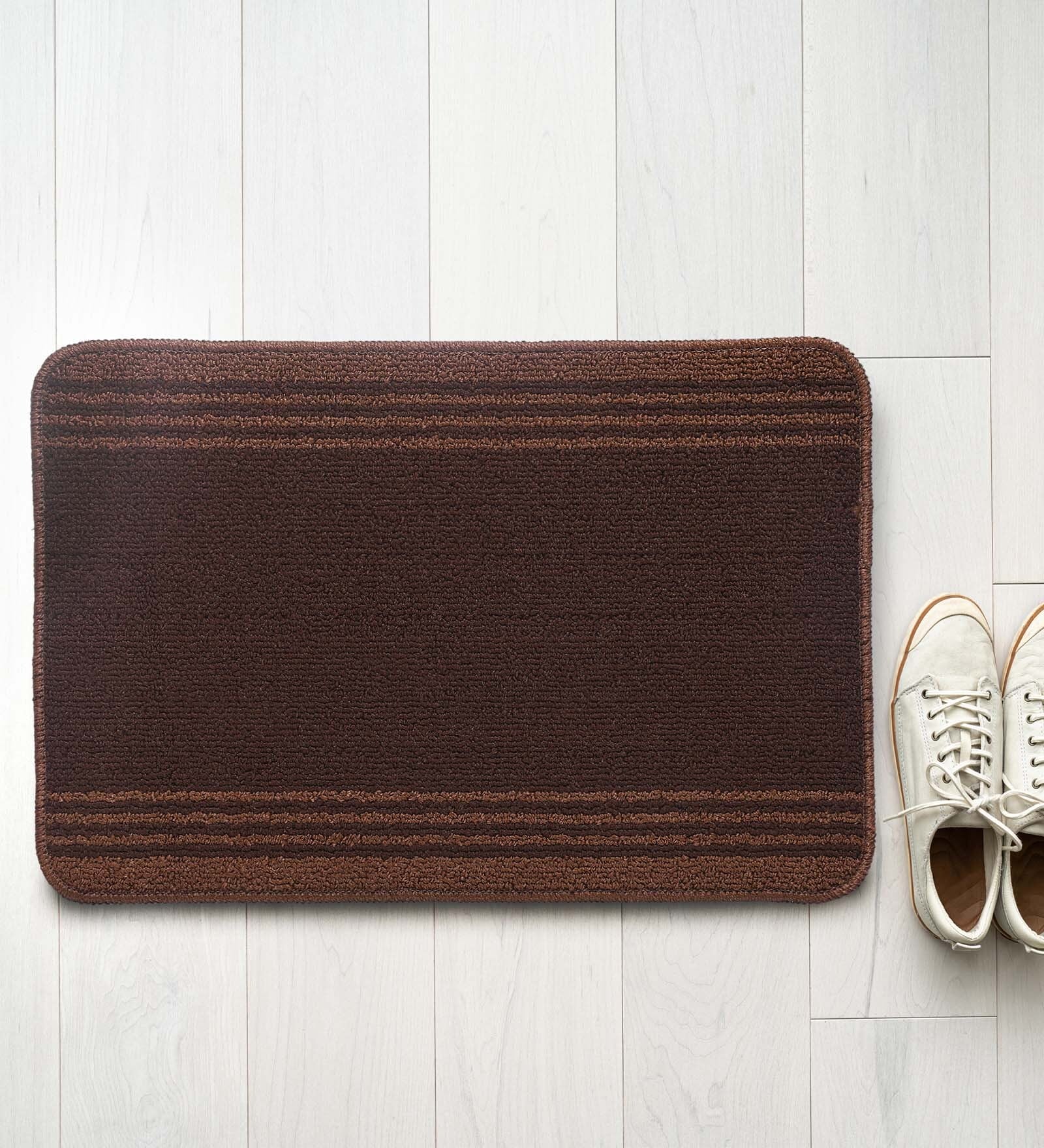 Brown Geometric Polypropylene 24x16 Inches AntiSkid Bath Mat