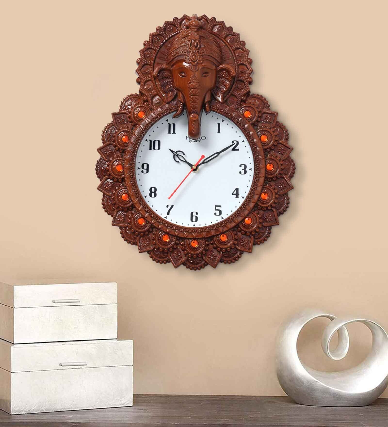 Brown Synthetic Plastic Wall Clock
