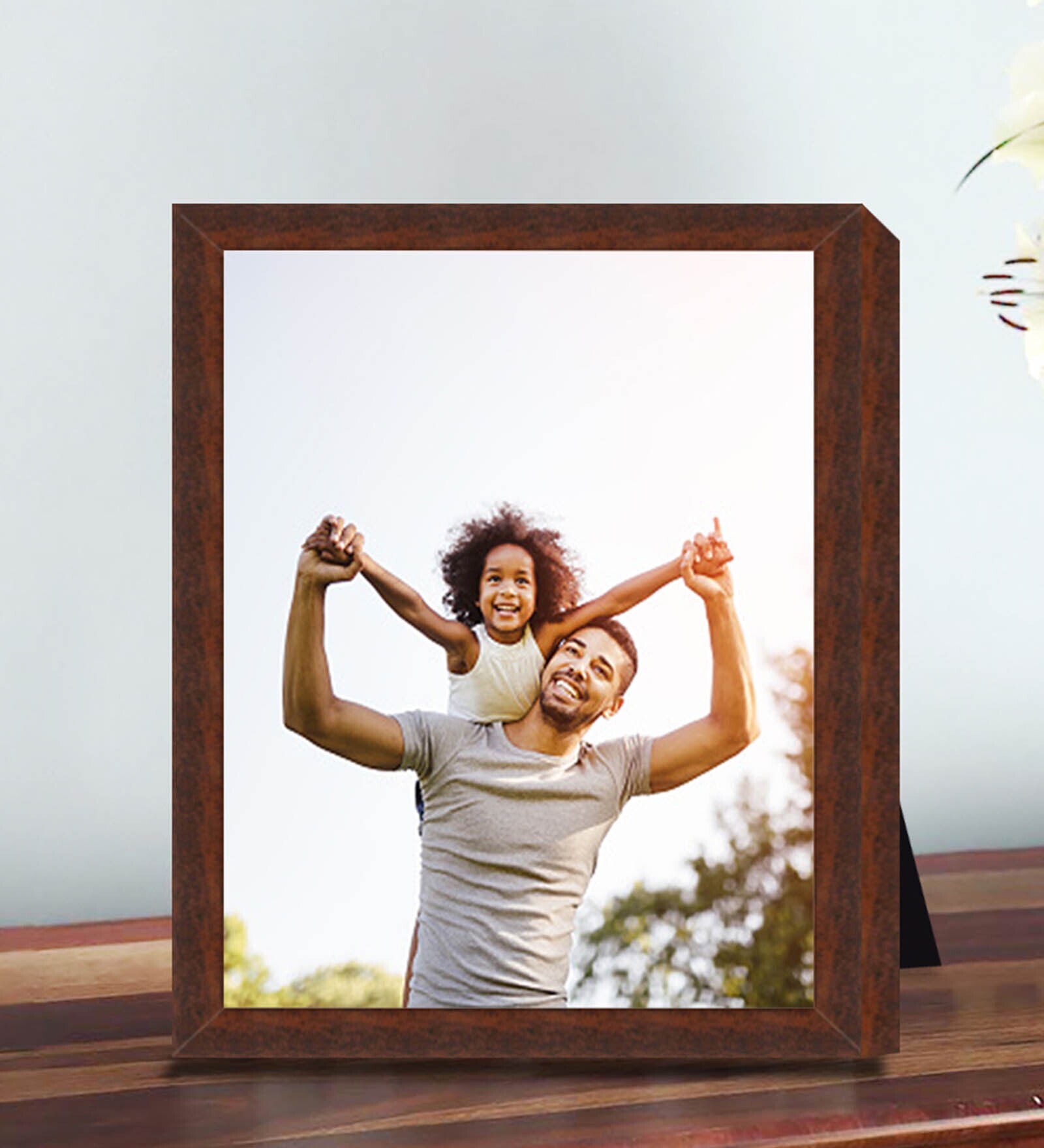 Brown Synthetic Wood Wall Hanging/Table Top Photo Frame