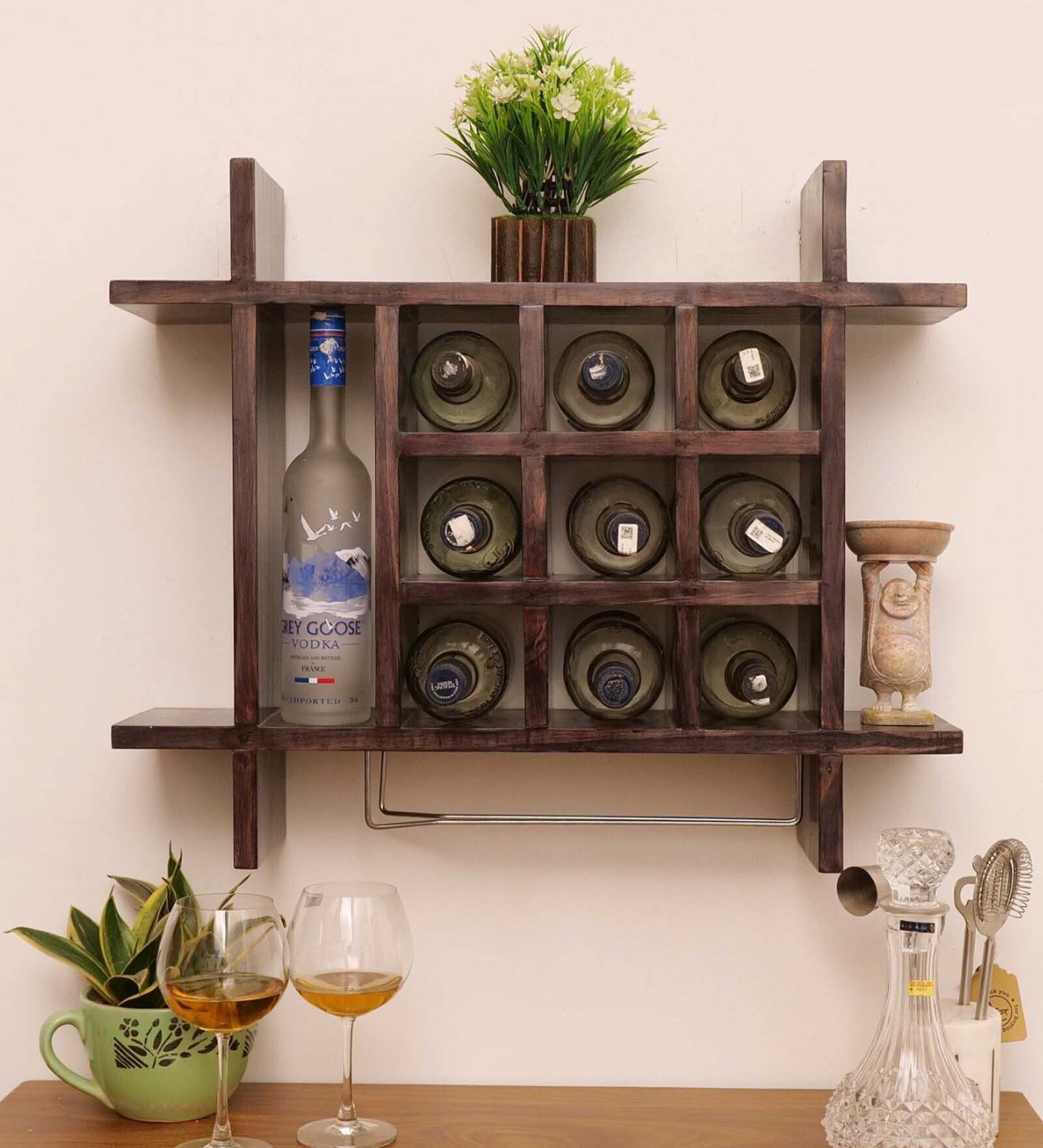 Buy Brown Teak Wood Wall Mounted Mini Bar By Katkaria Creations at 67% ...