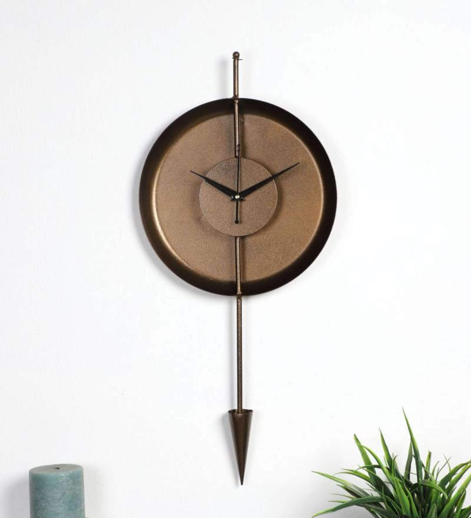 Brown Textured Brass Cone Clock