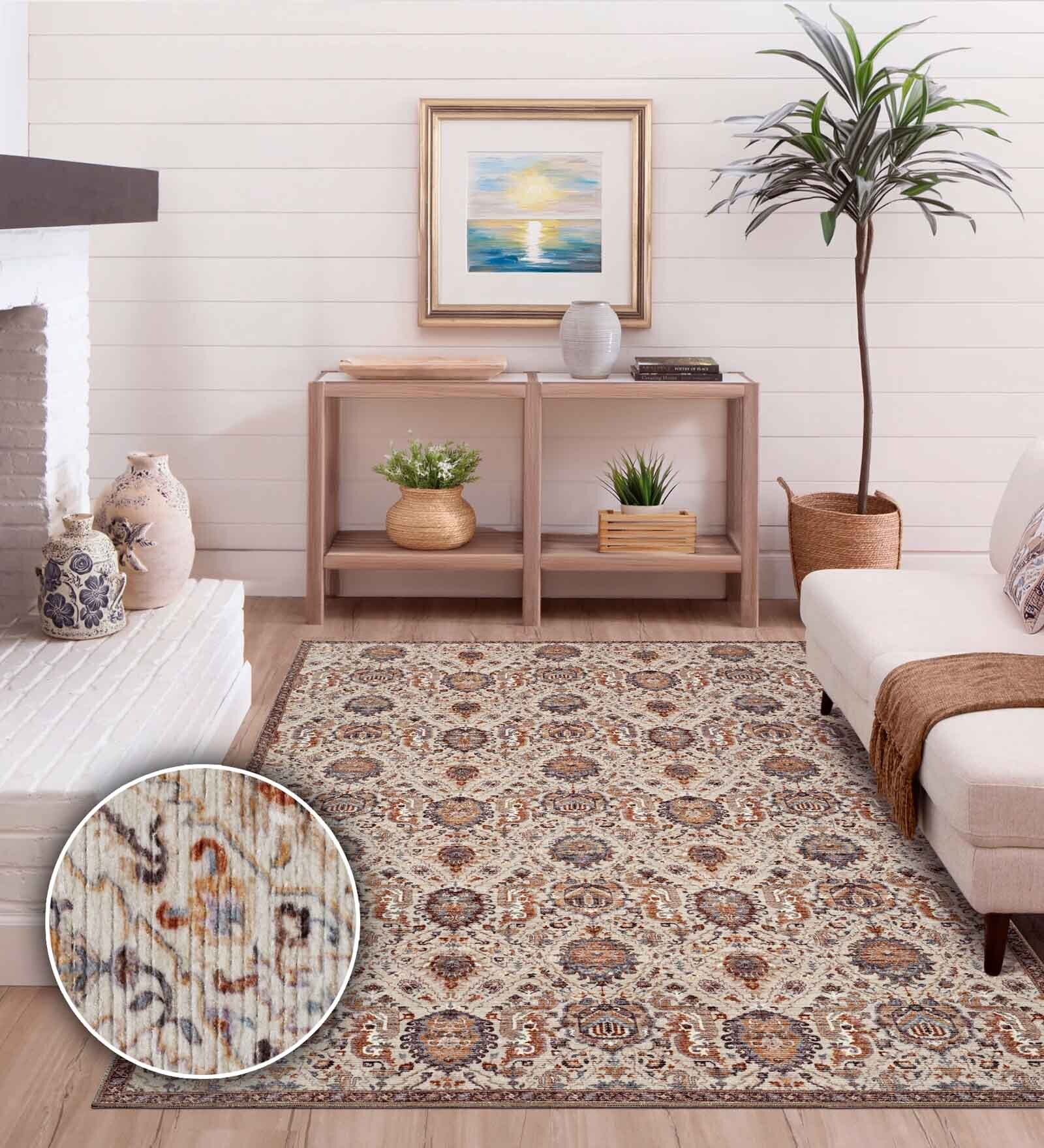 Brown Vintage Polyester 4' X 6' Machine Made Carpet