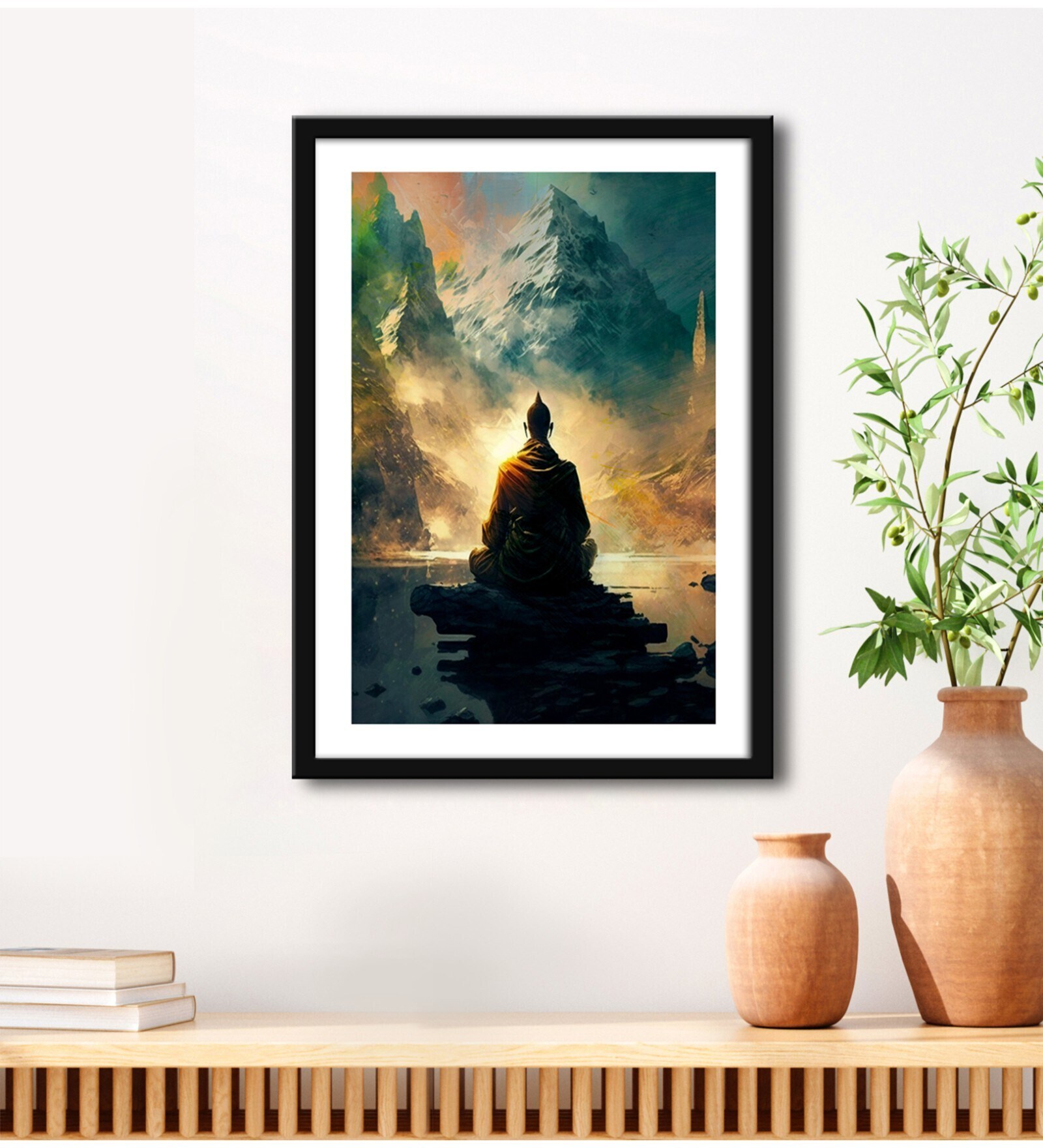 Monk Meditation Brown Vinyl Painting