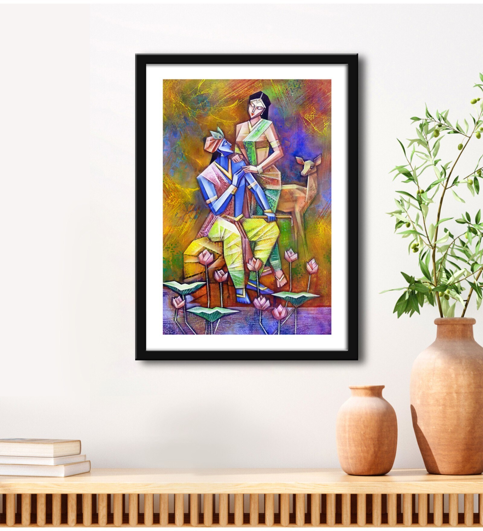 Randha Krishna Brown Vinyl Painting