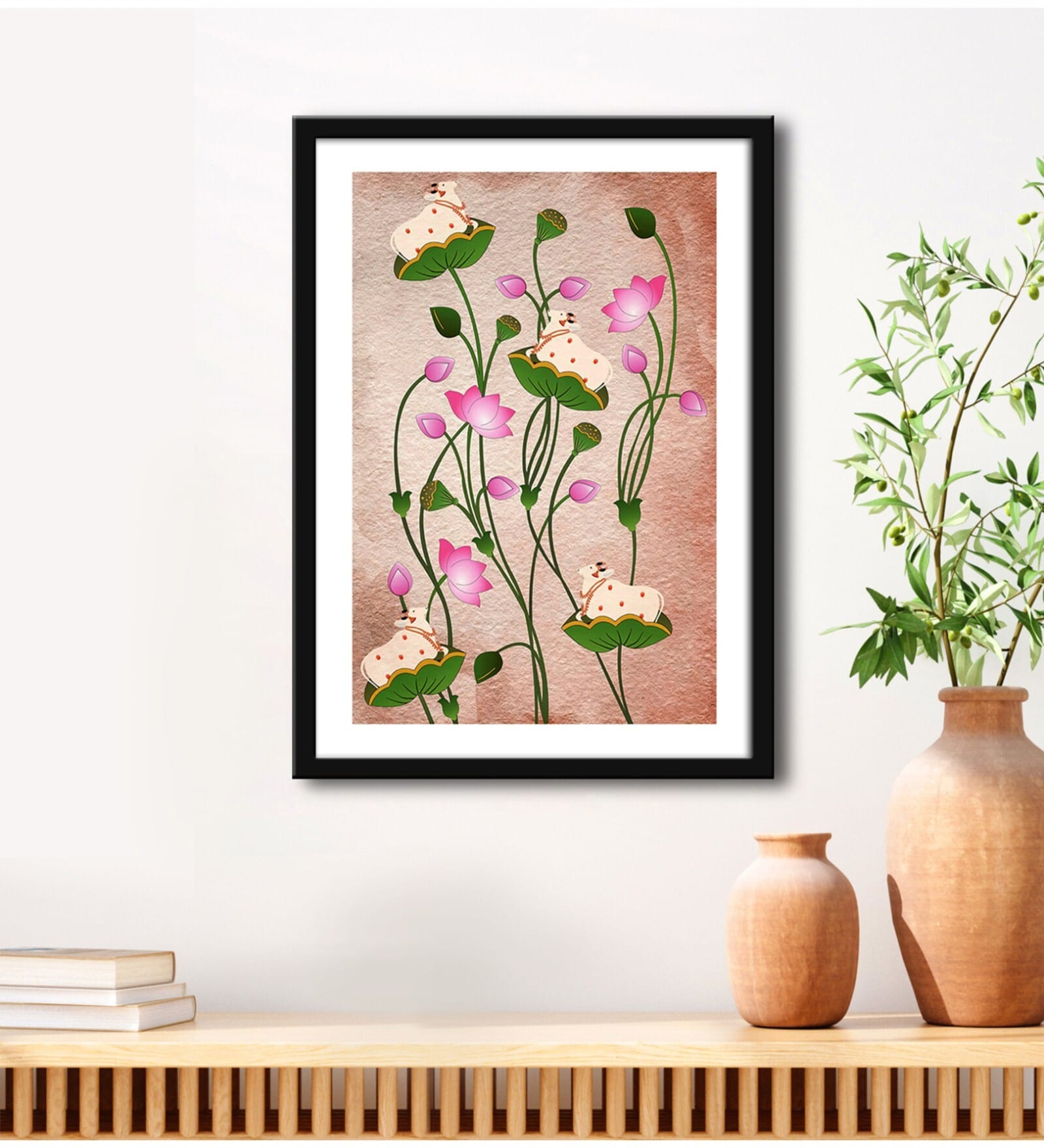 Cow With Flower Brown Vinyl Painting