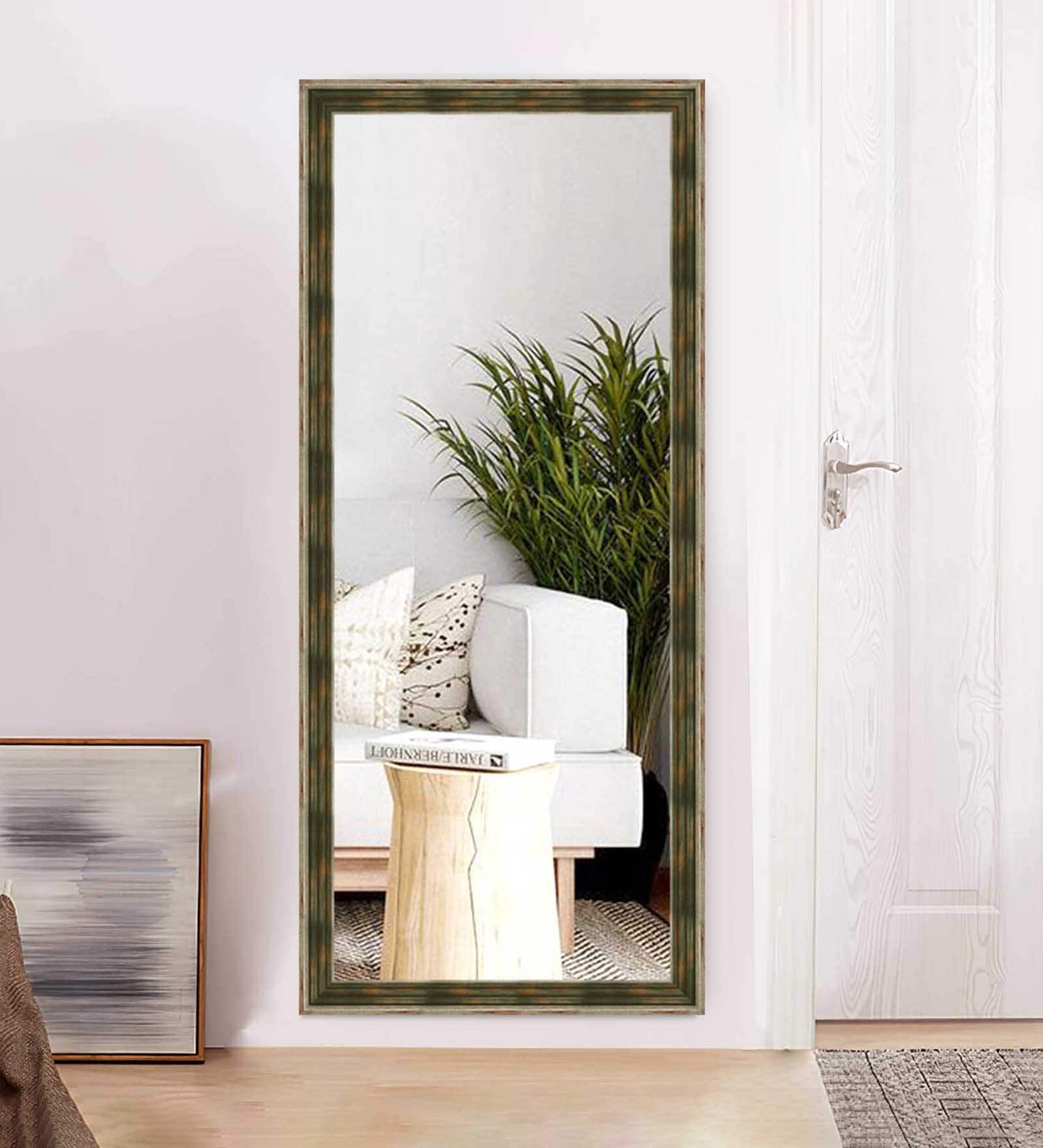 Brown Wood & Glass Full Length Mirror