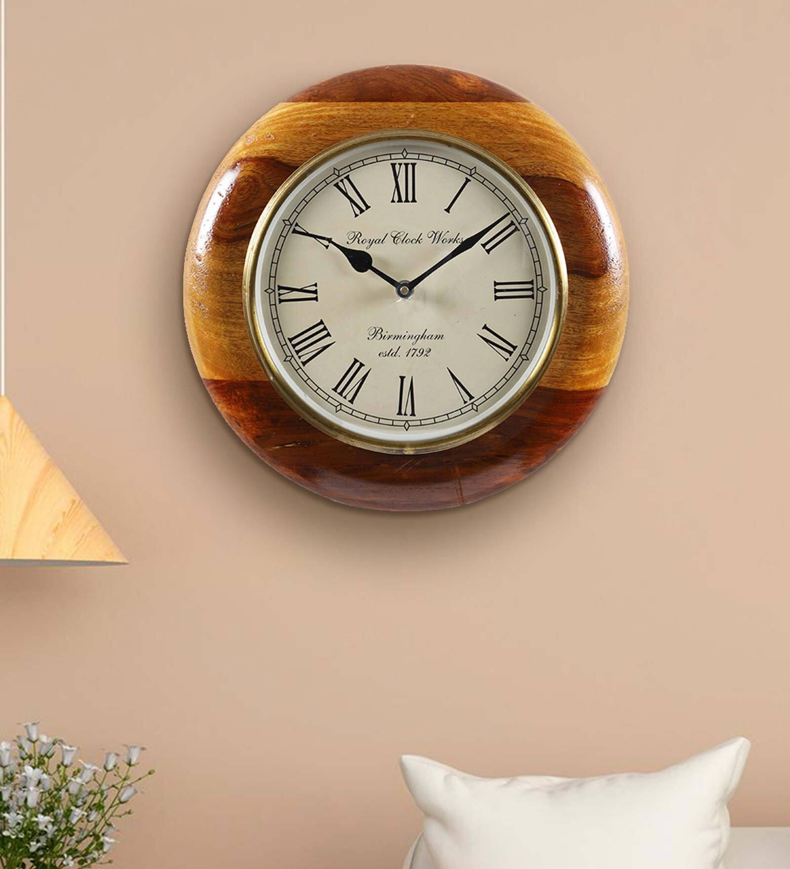 Natural Finish Solid Wood And MDF Wall Clocks