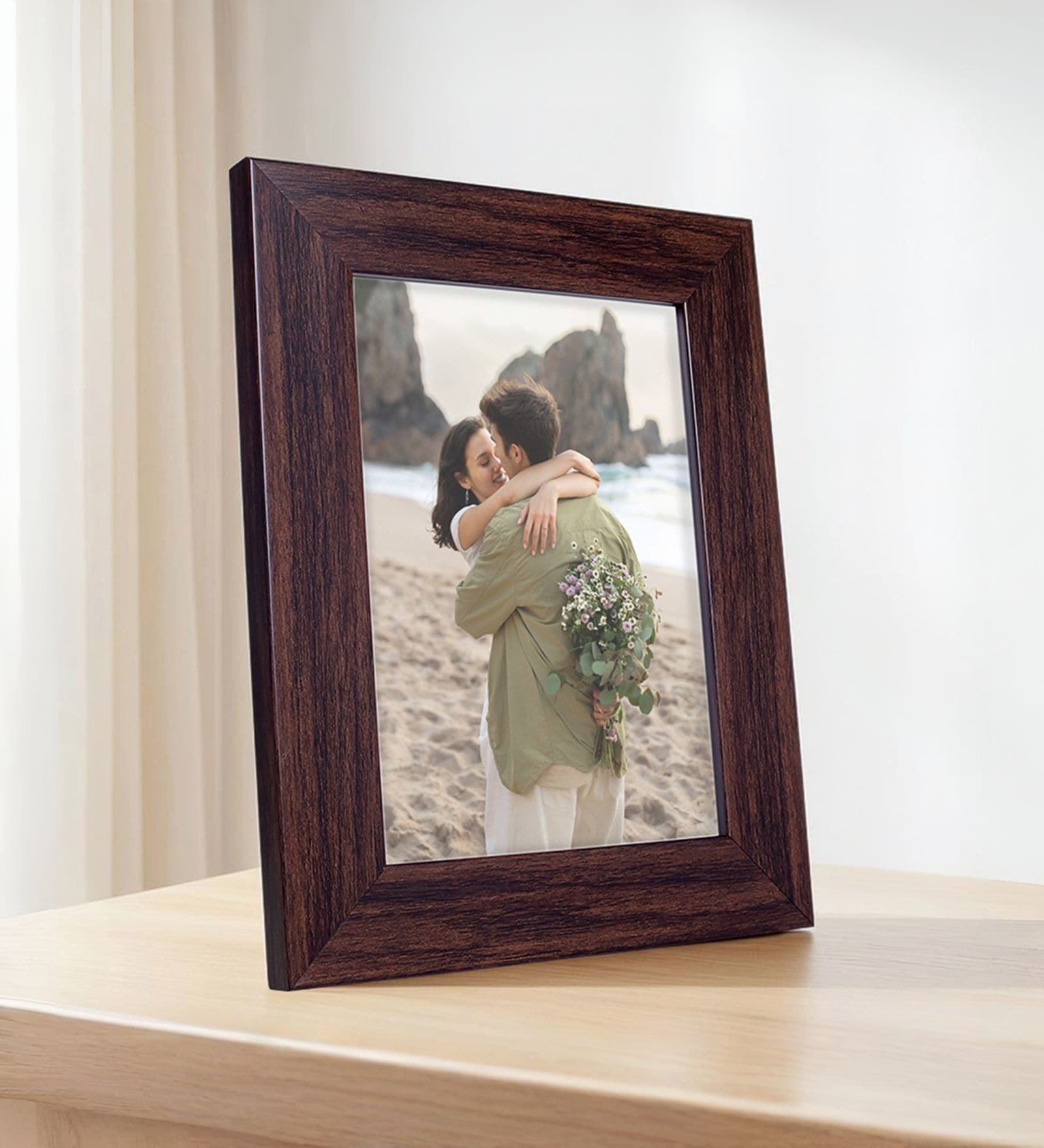 Brown Wood & Mdf Wooden 7X5 Table Top Photo Frame