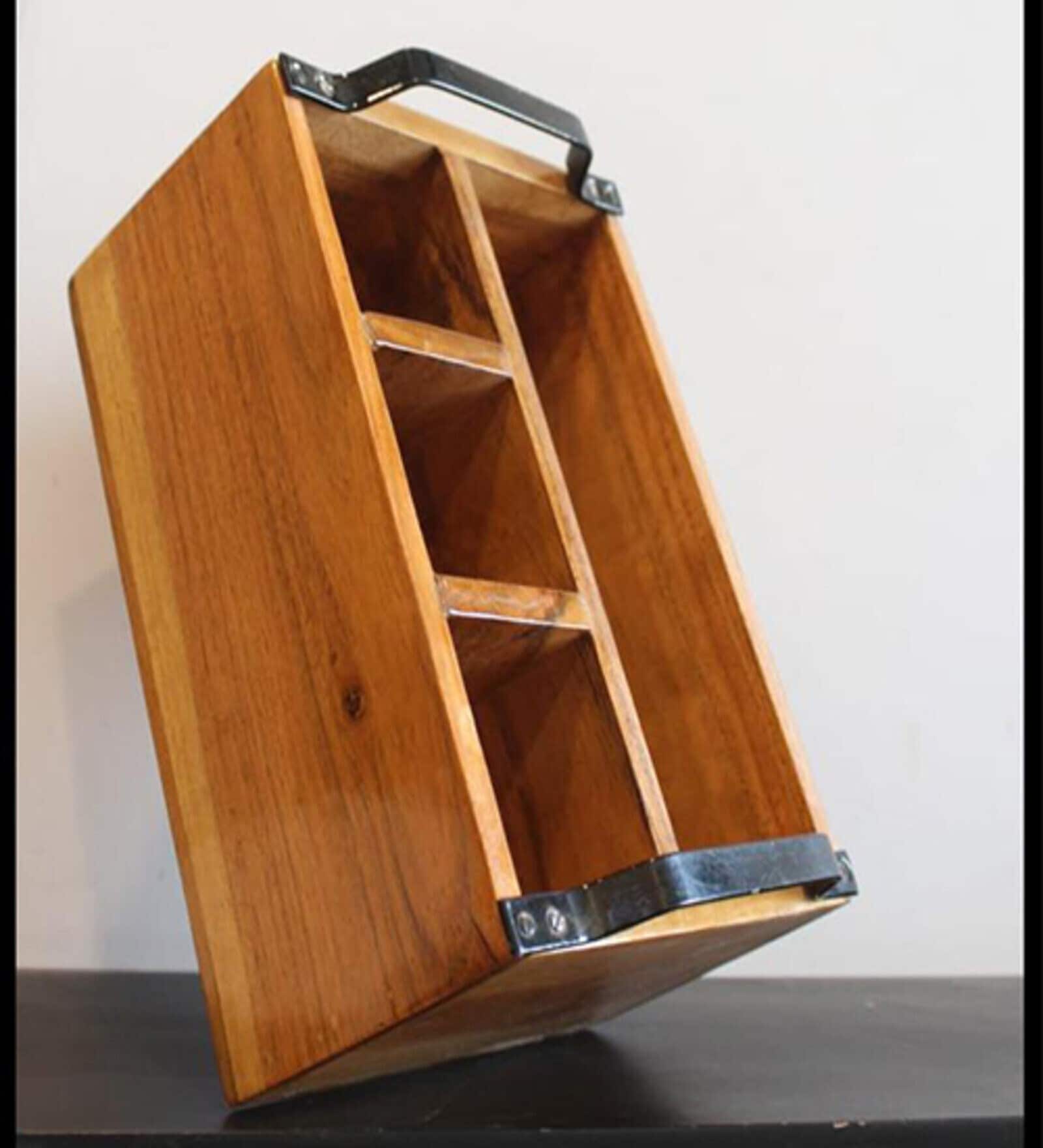 Brown Wood Cutlery Stand