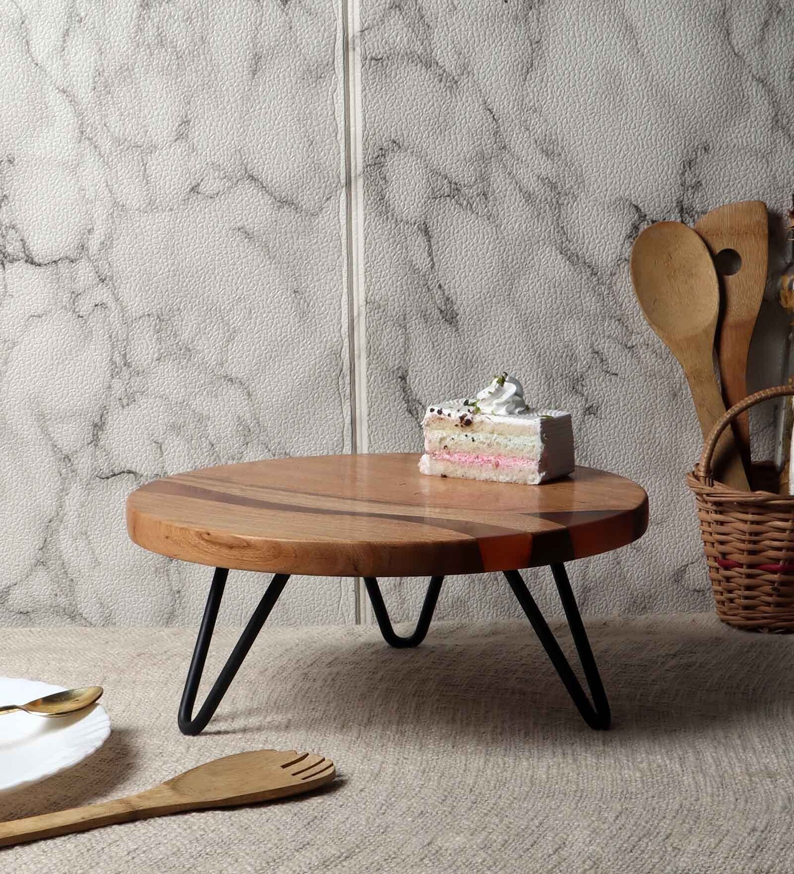 Brown Wood Handcrafted Cake Stand