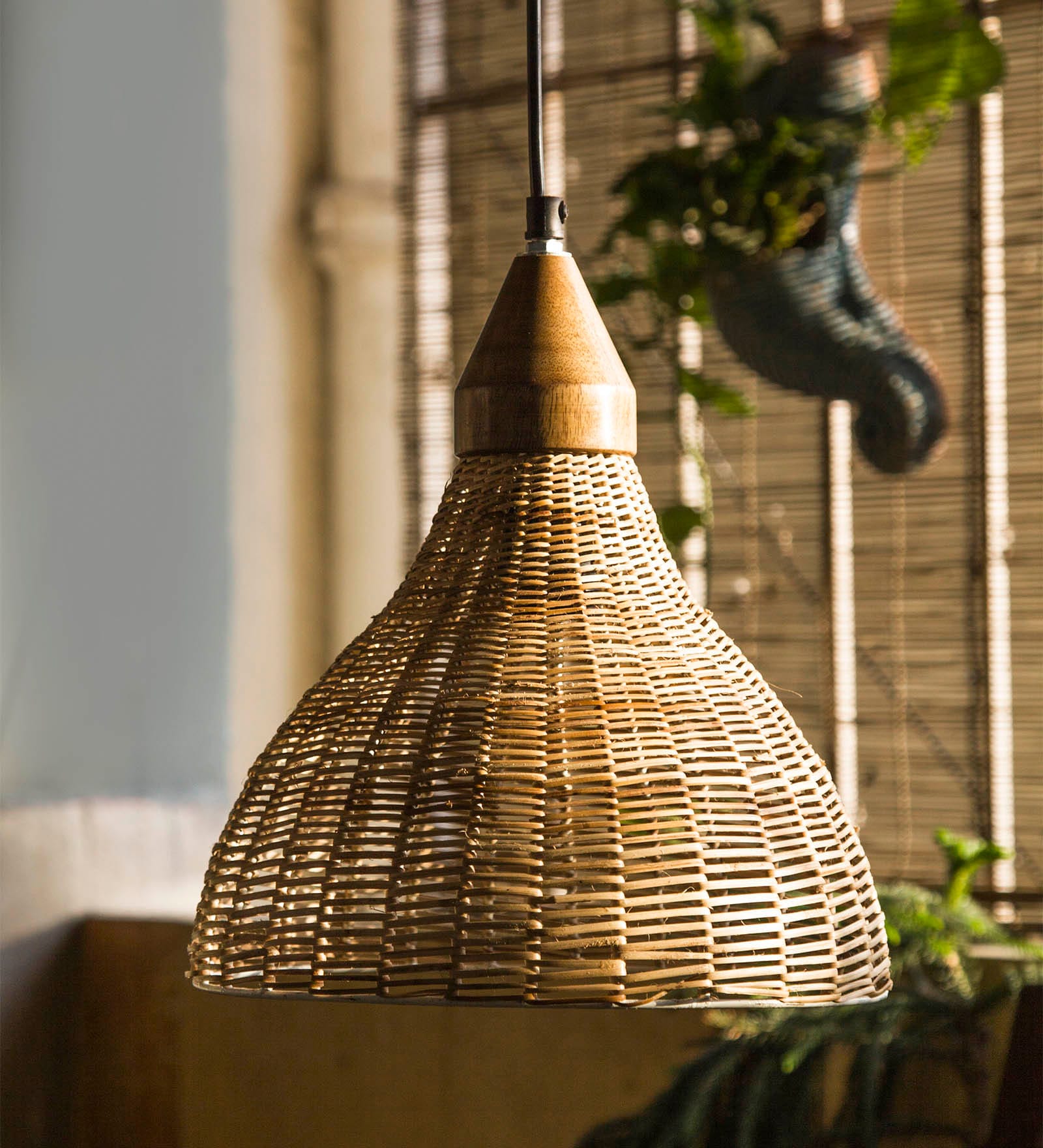 Amora Brown Wood Hanging Light