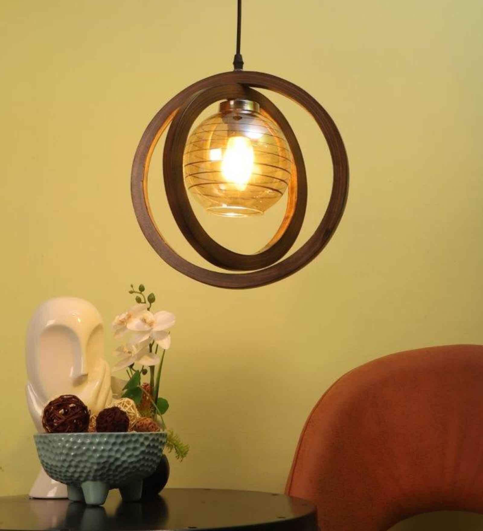 Benvie Brown Wood Hanging Light