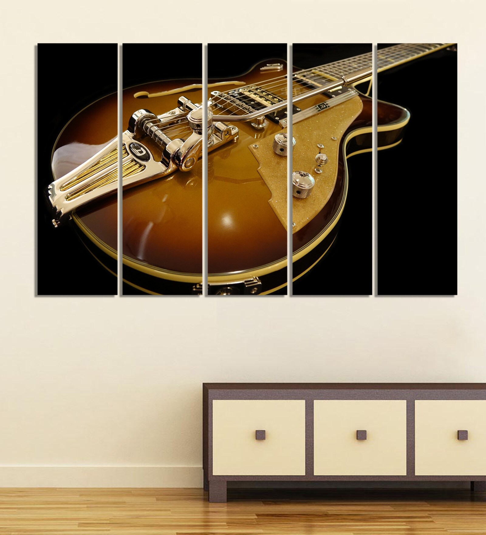 Brown Wood Multiple Frames Beautiful Guitar Art Panels