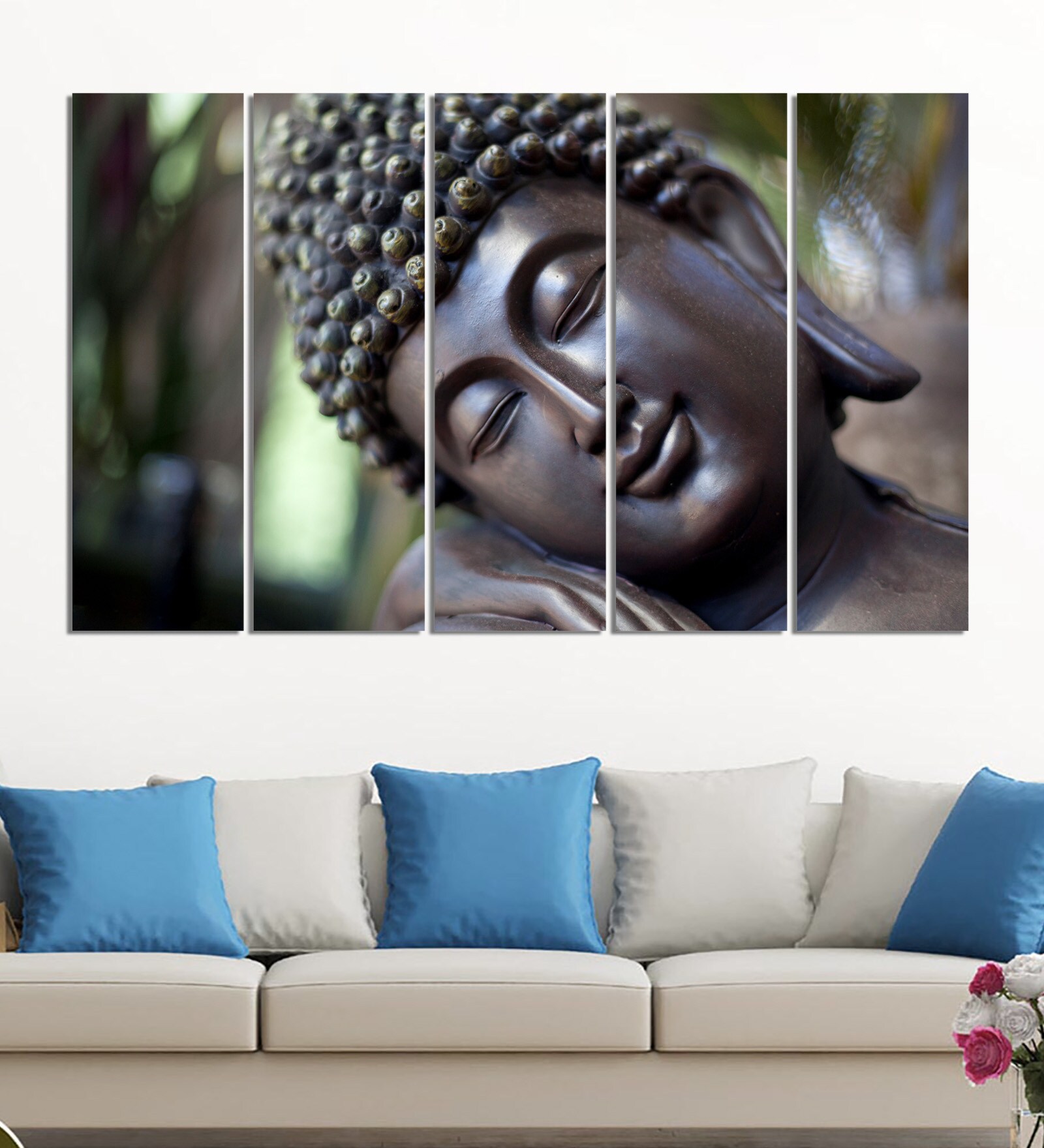 Brown Wood Multiple Frames Buddha Beautiful Art Panels