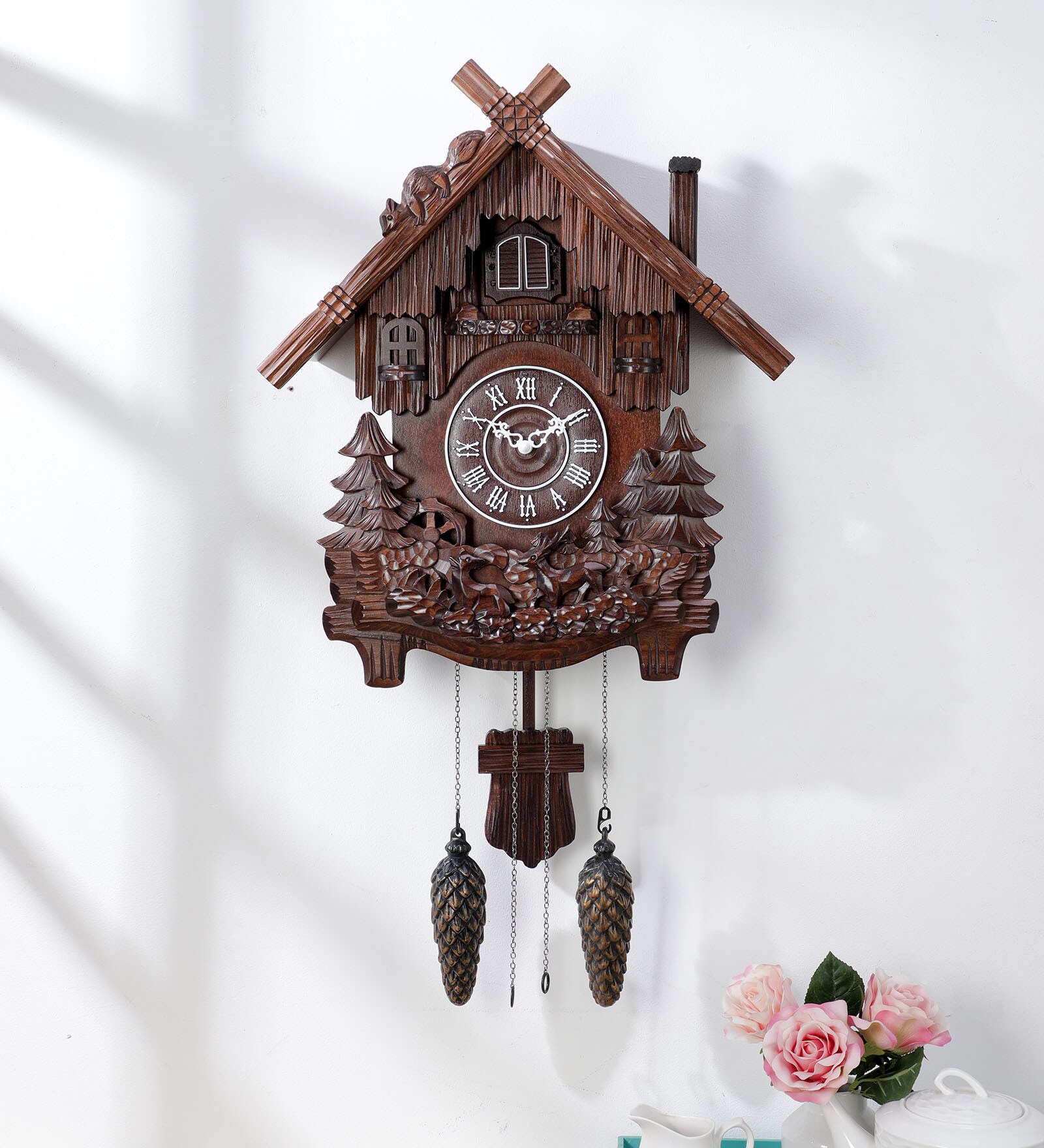 Brown Solid Wood Analog Cuckoo Clock
