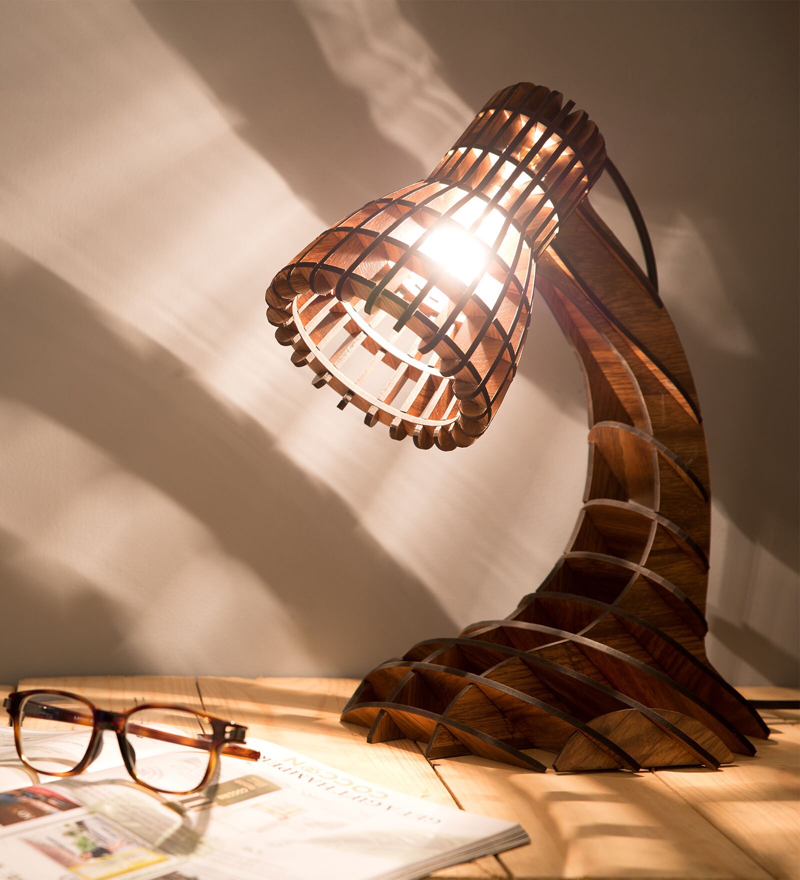Brown Wood Table Lamp