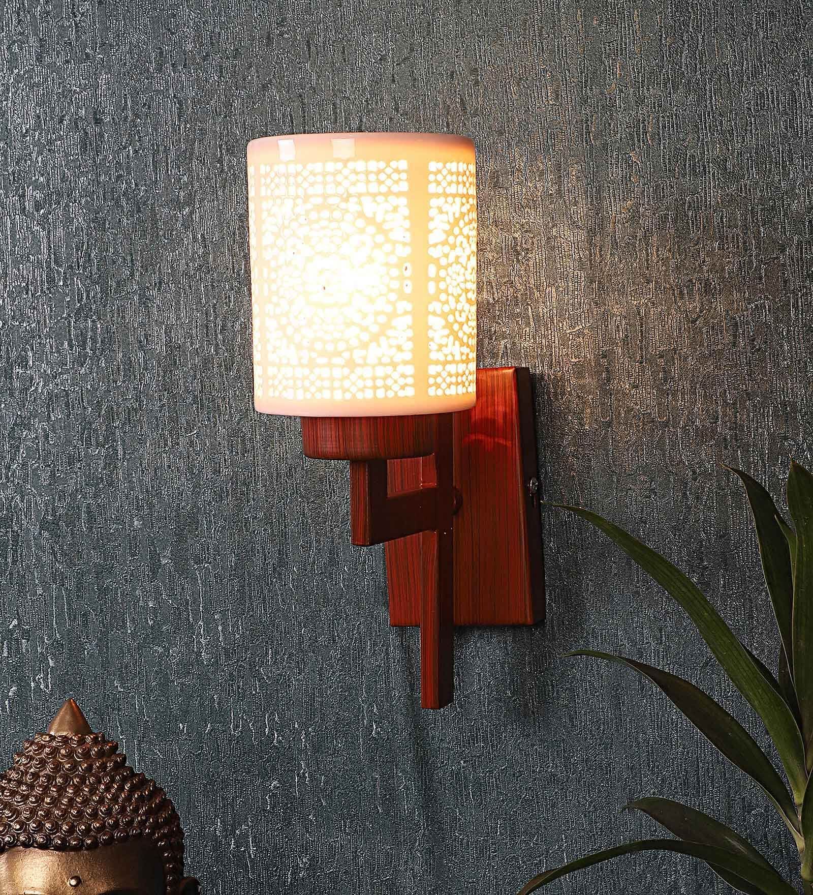 Brown Wood Wall Light