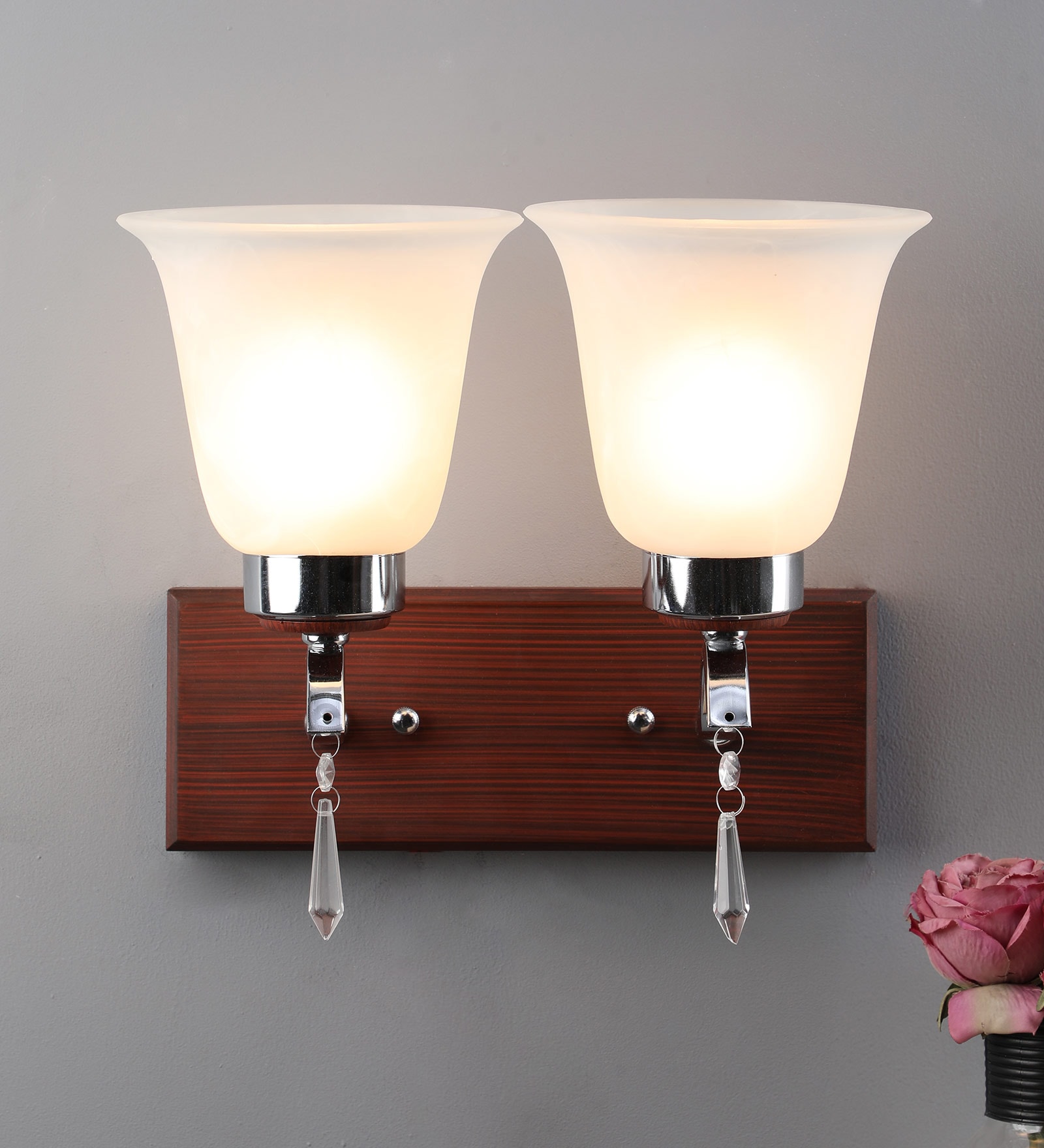 Wooden Wall Mounted Uplight Sconce (Brown)