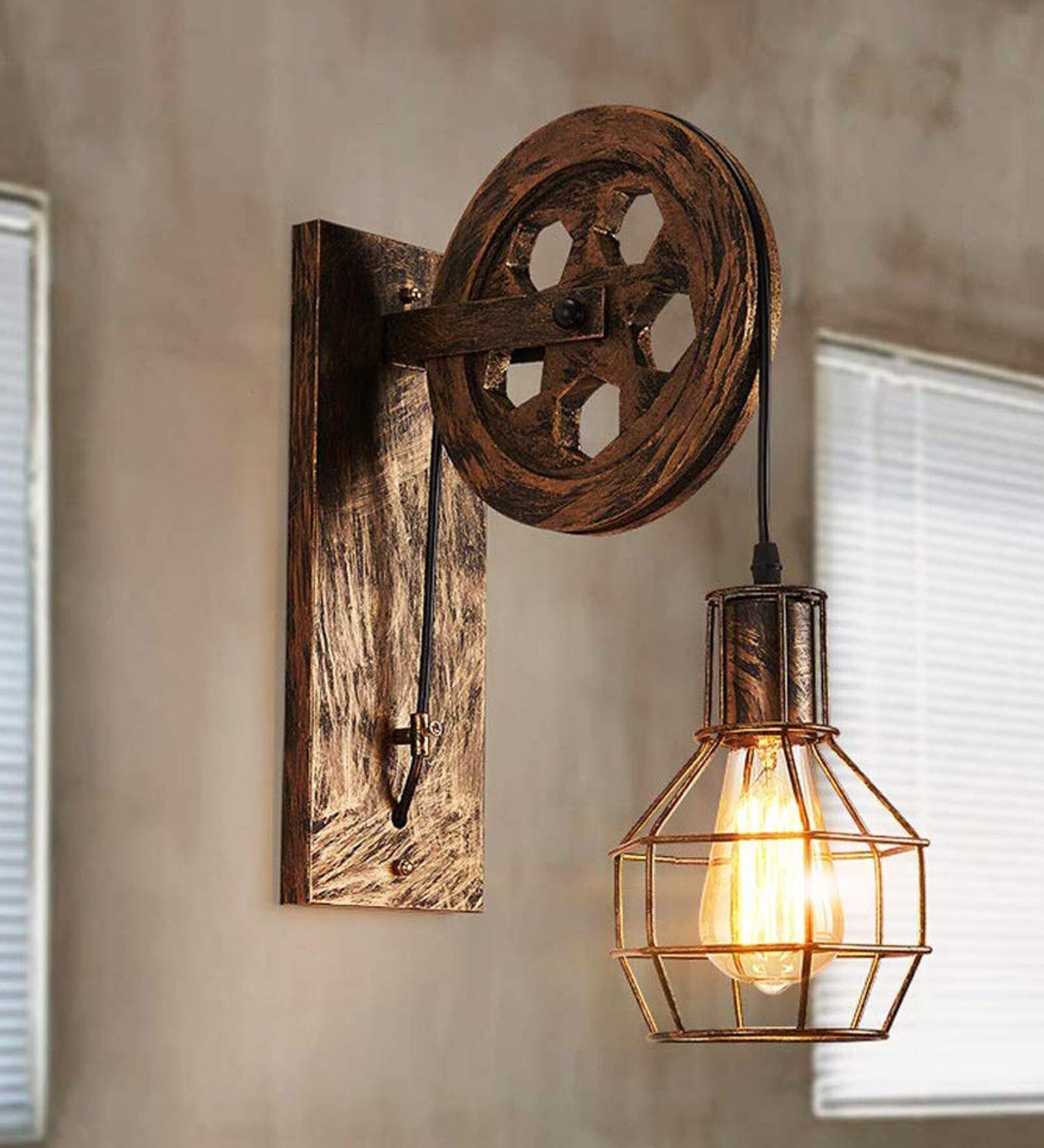 Impress Brown Wood Wall Light