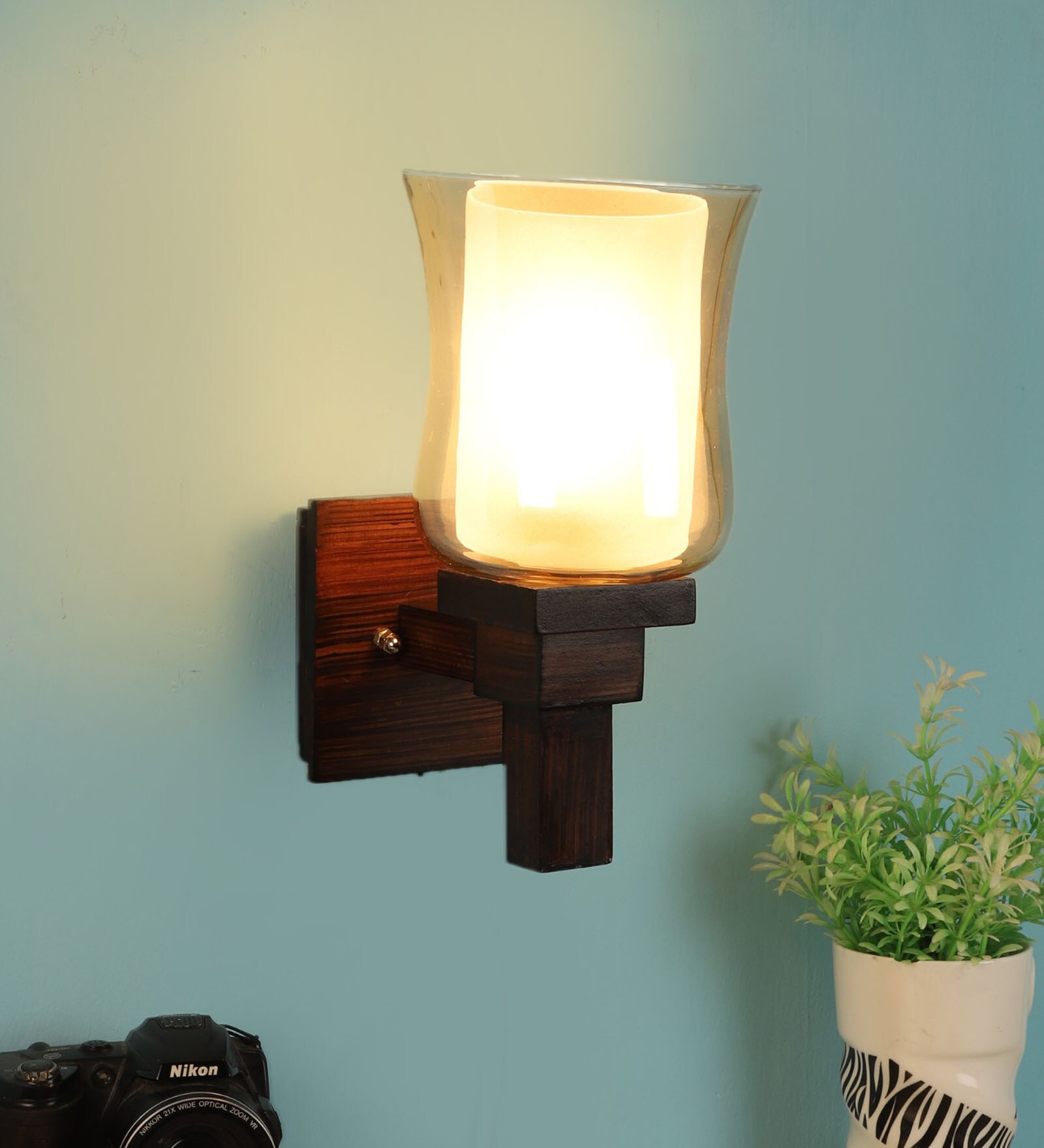 Brown Wood Wall Lights