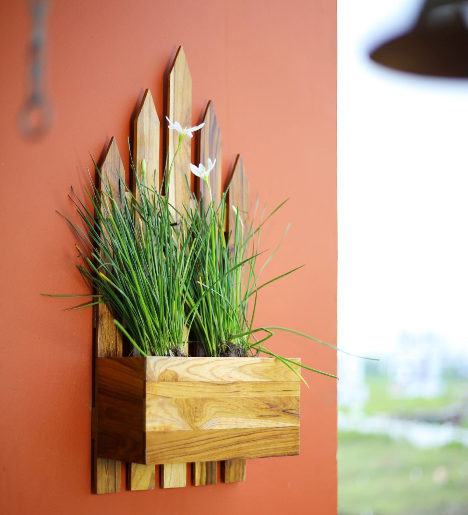 Brown Wooden Wall Mounted Planter Stand