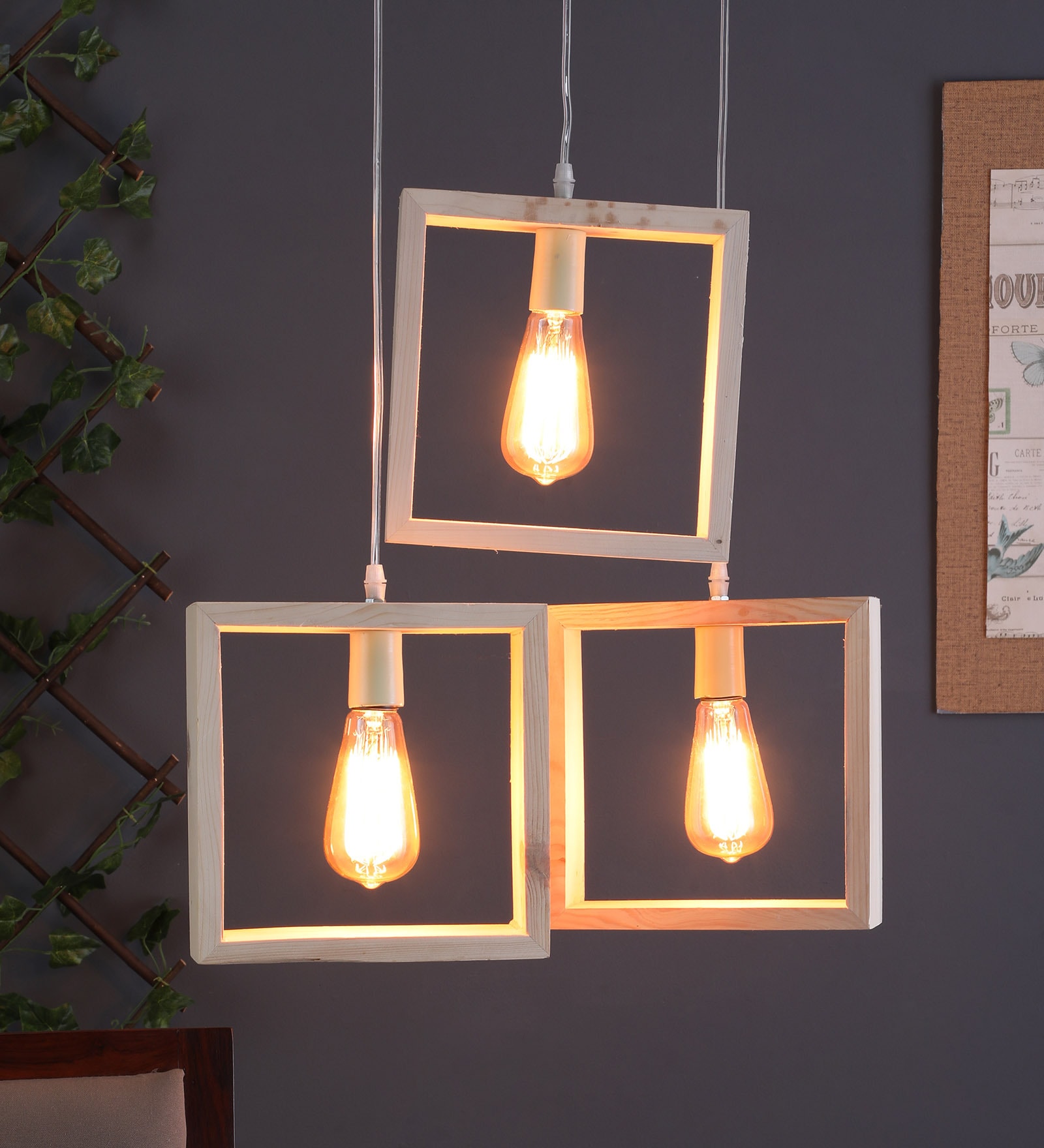 Ventus Brown Wood Cluster Hanging Light