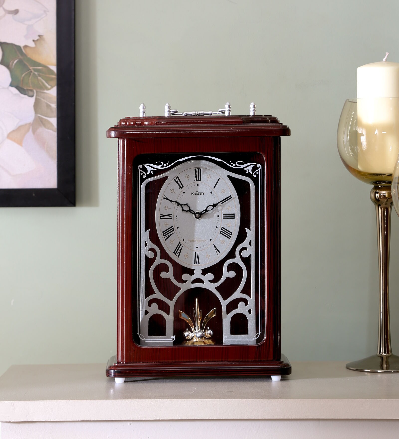 Abstract Shape Brown Wooden Table Clock